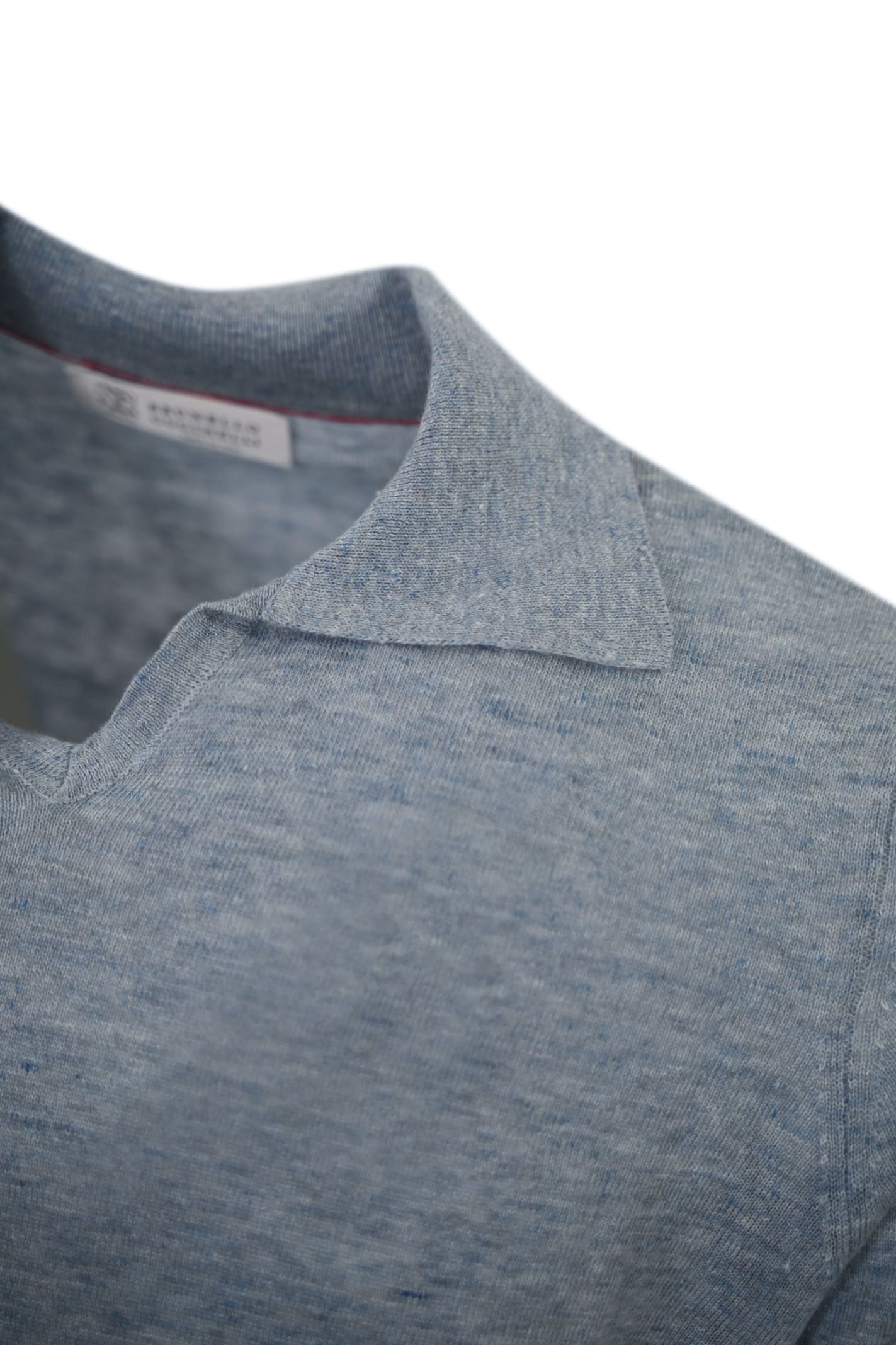 Shop Brunello Cucinelli Linen Blend Polo Shirt In Celeste