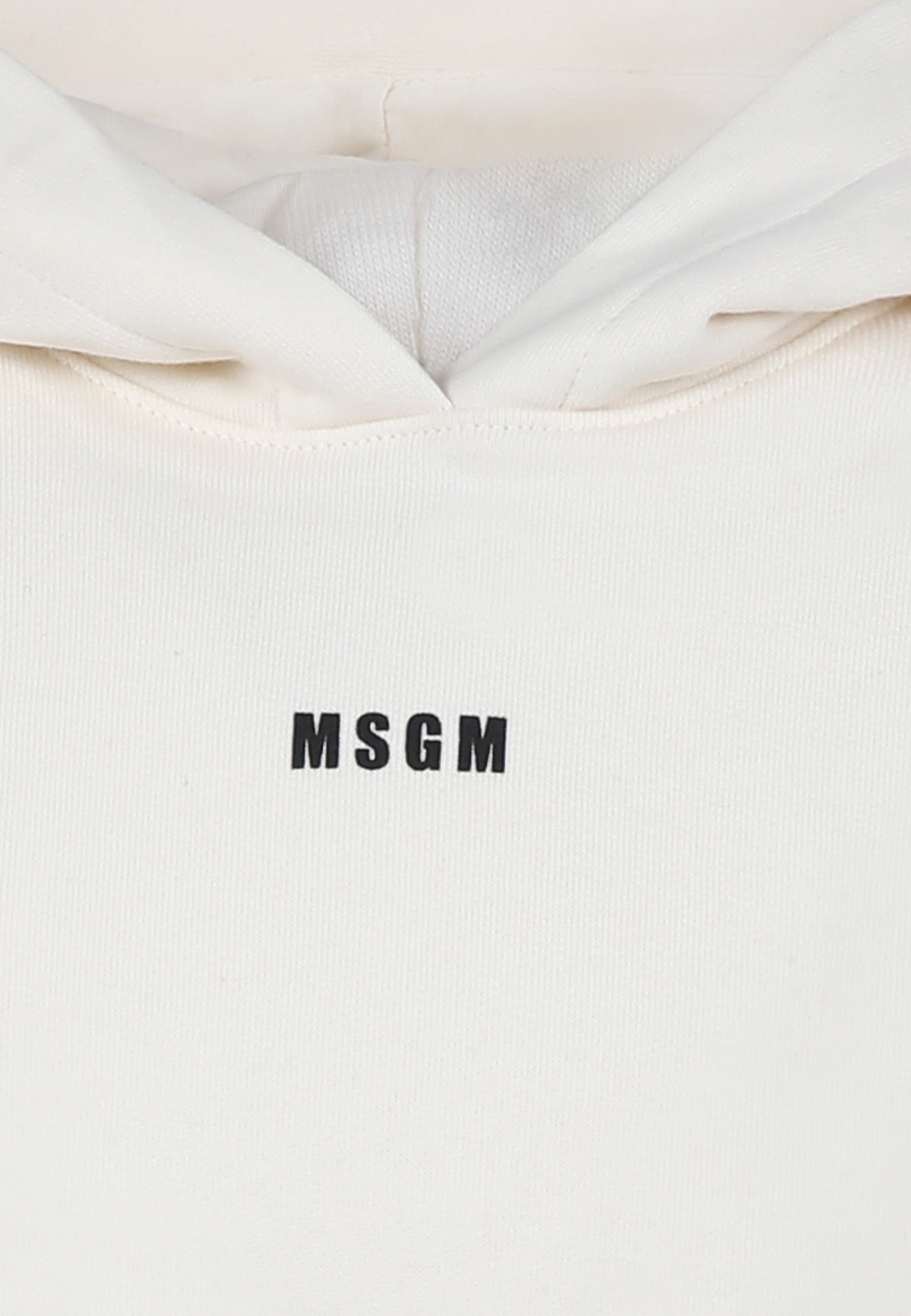 Msgm Ivory Sweatshirt For Girl With Logo In White