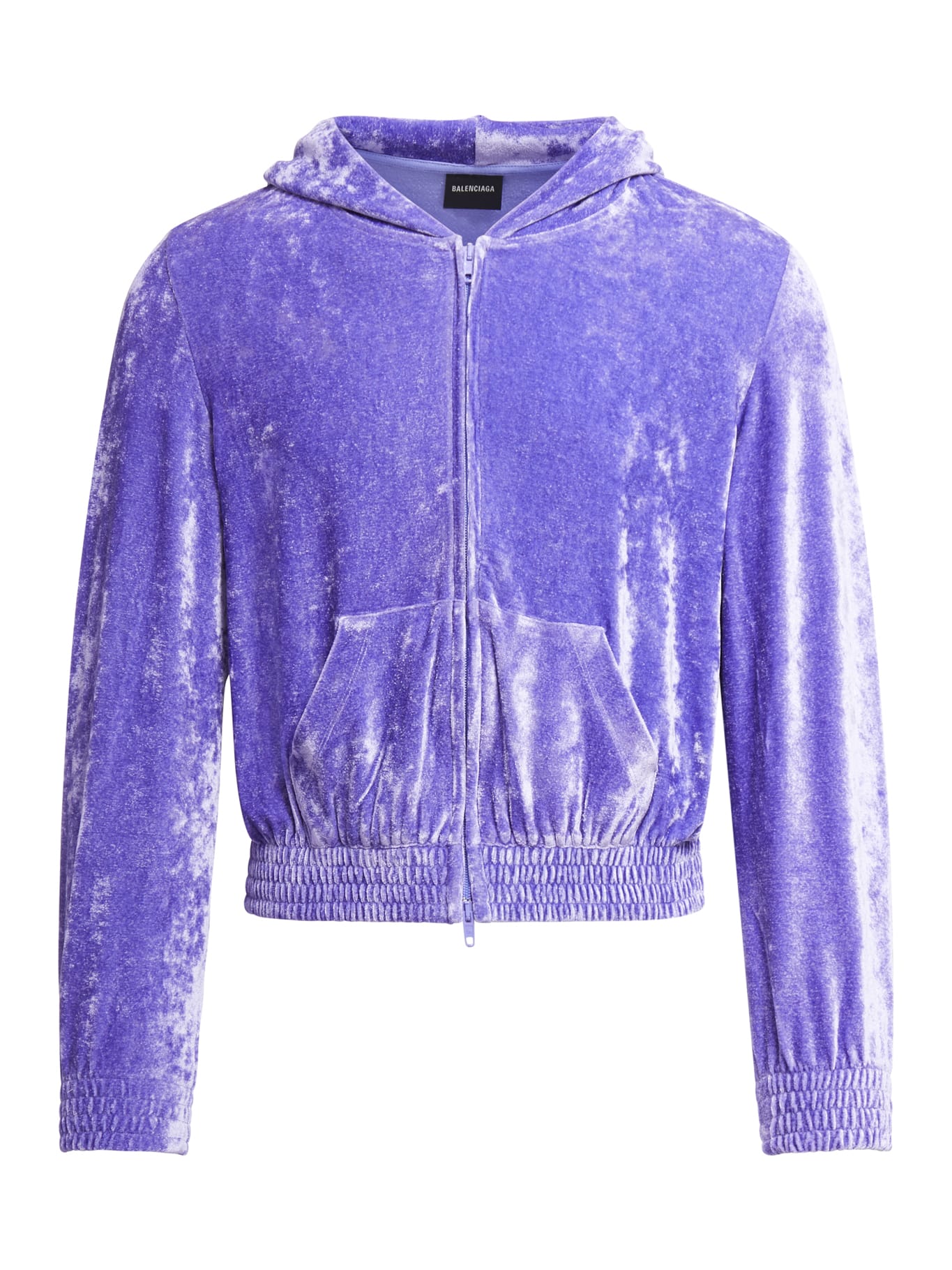 Shop Balenciaga Fitted Zip Up Hoodie In Lilac