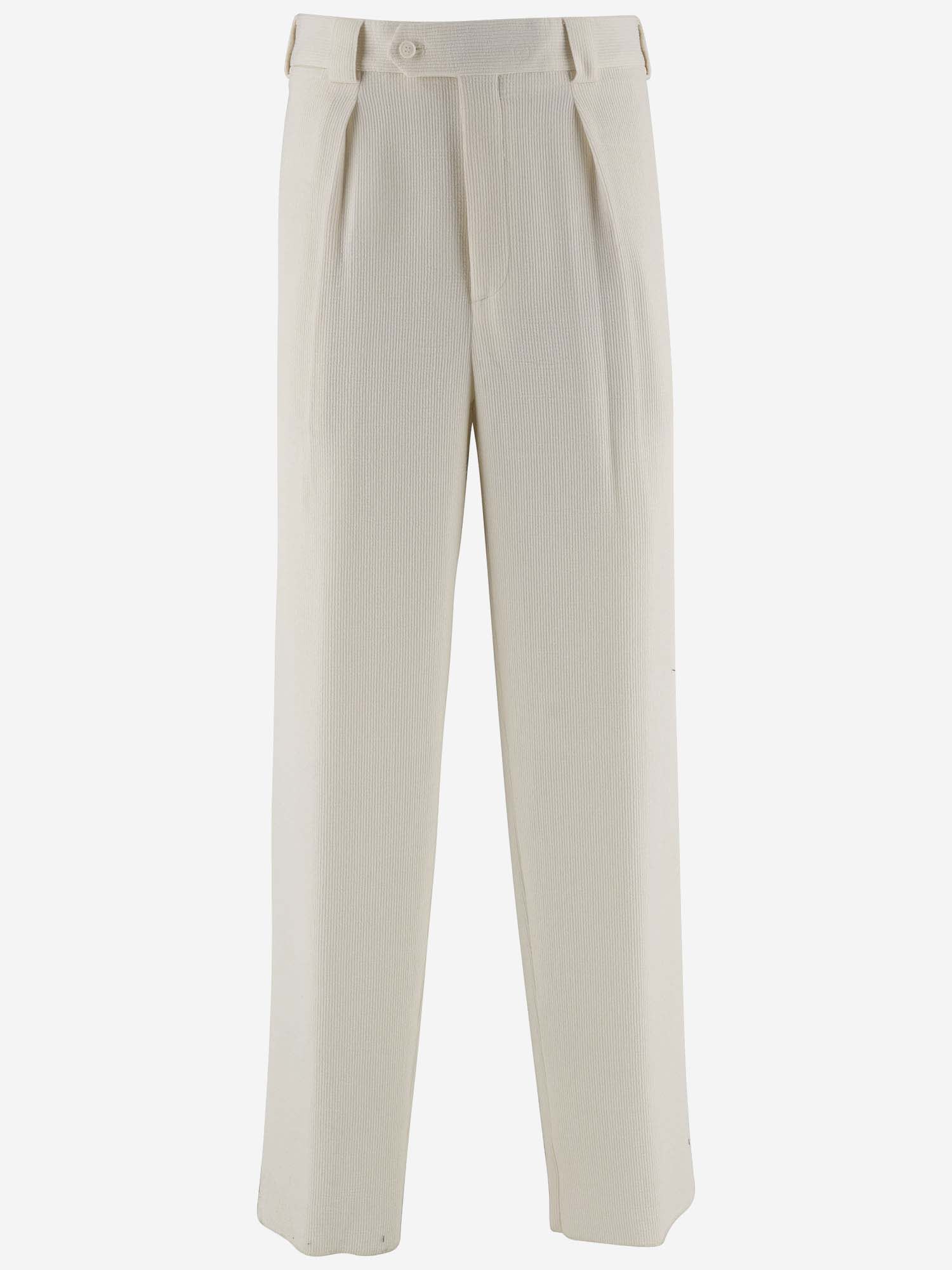 Giorgio Armani Wool And Viscose Blend Trousers In White