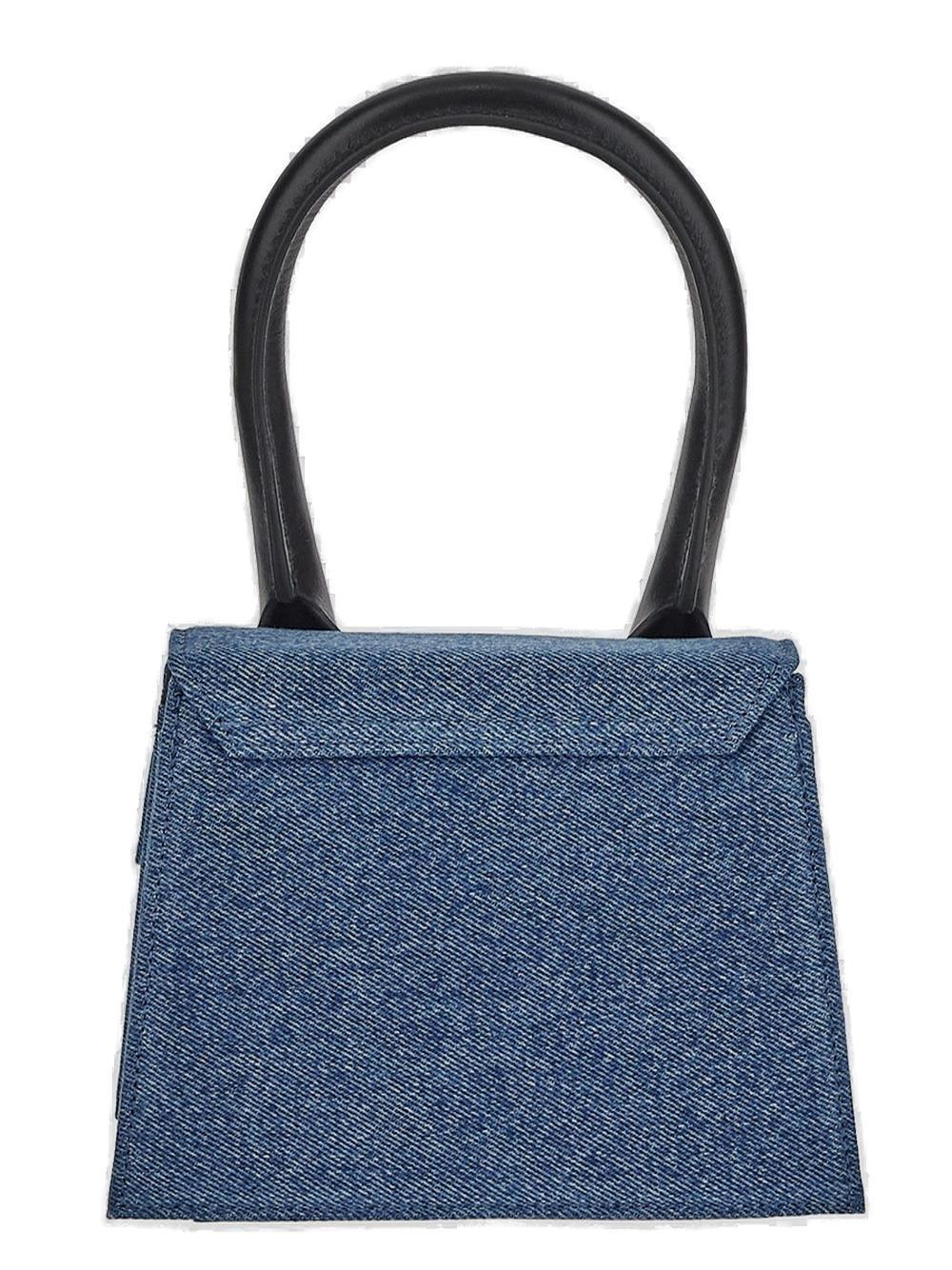 Shop Jacquemus Le Chiquito Moyen Signature Denim Handbag In Blue