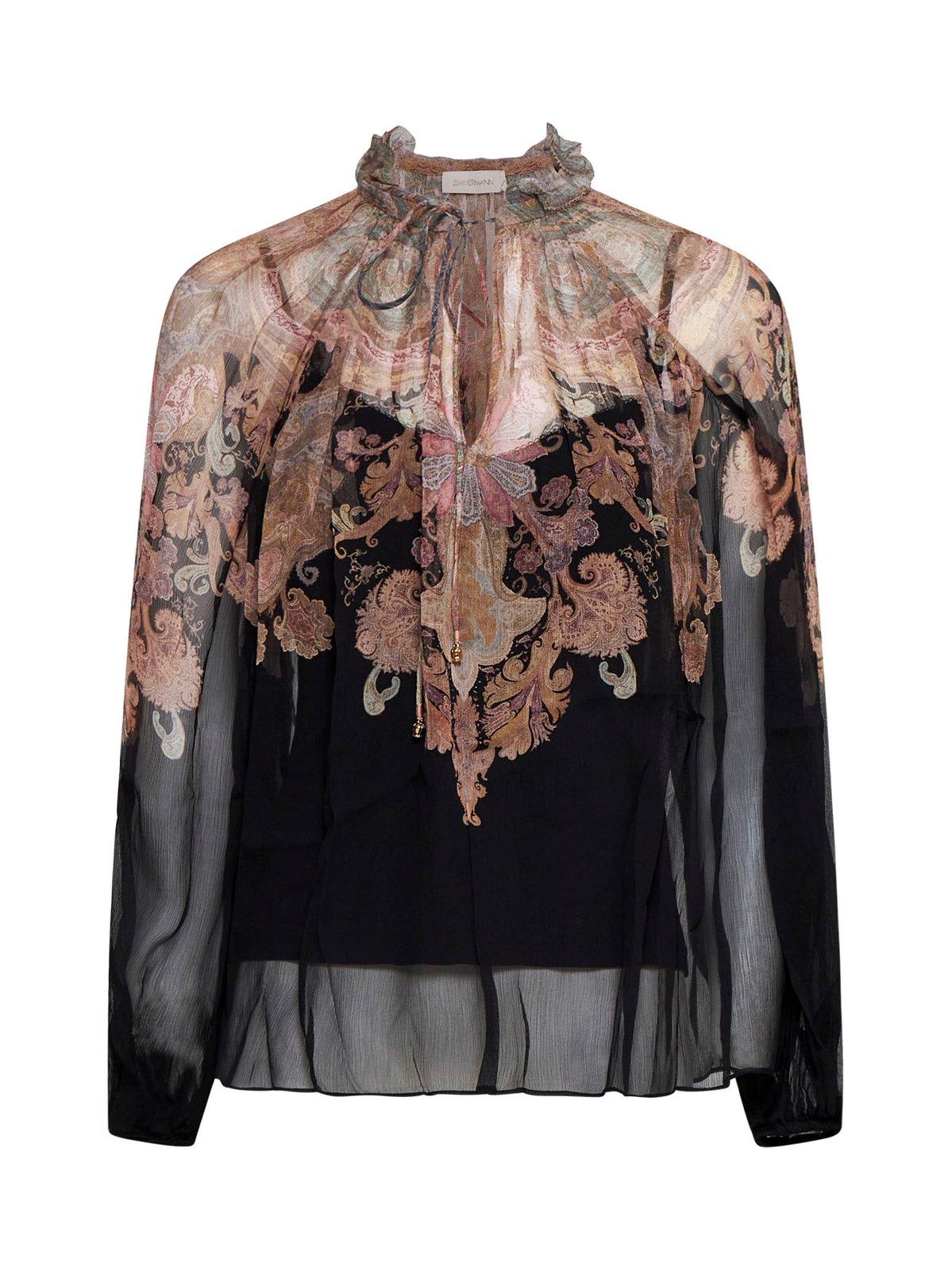 Shop Zimmermann Illustration Billow Blouse In Black