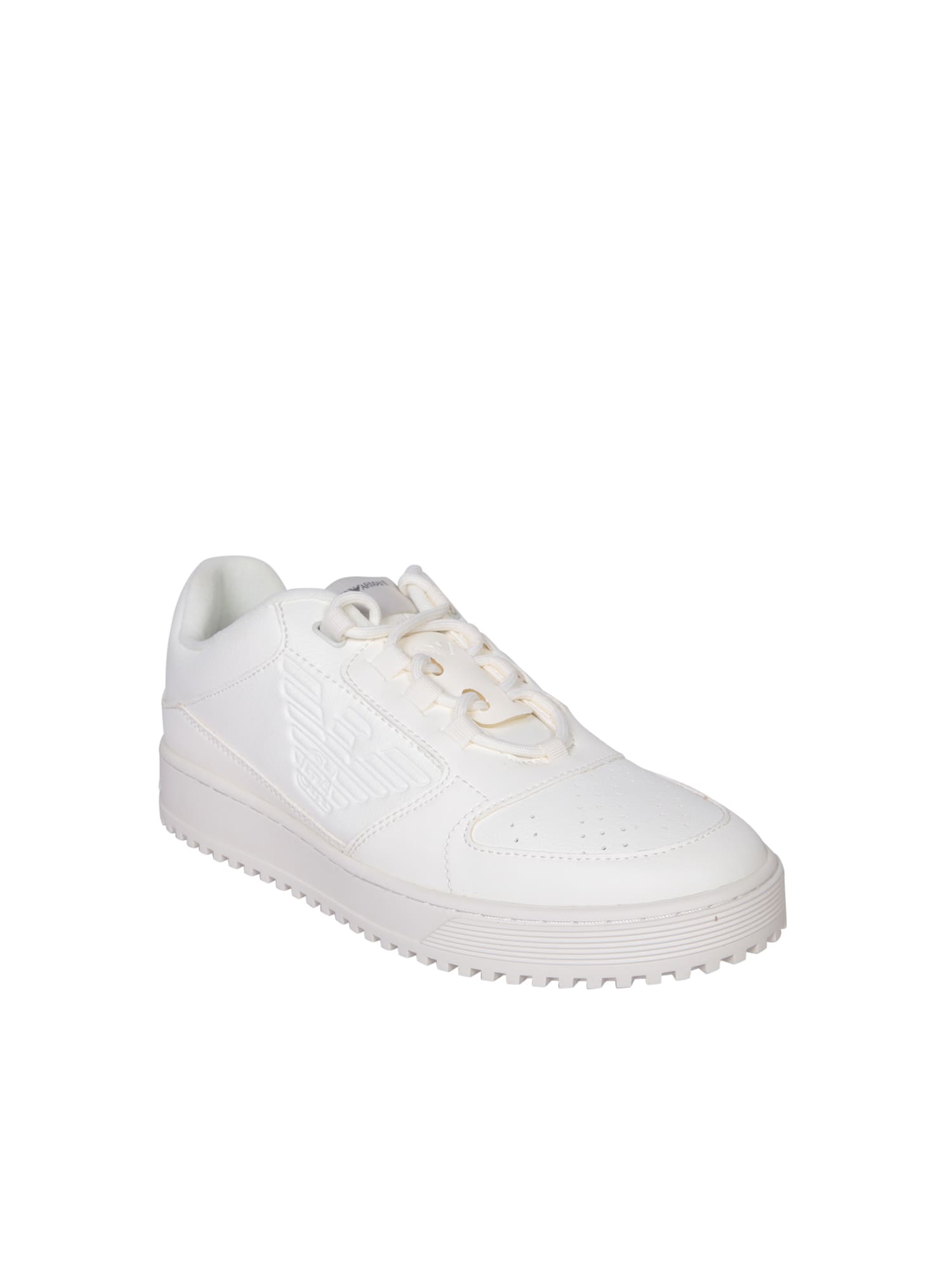 Shop Emporio Armani Logo White Sneakers