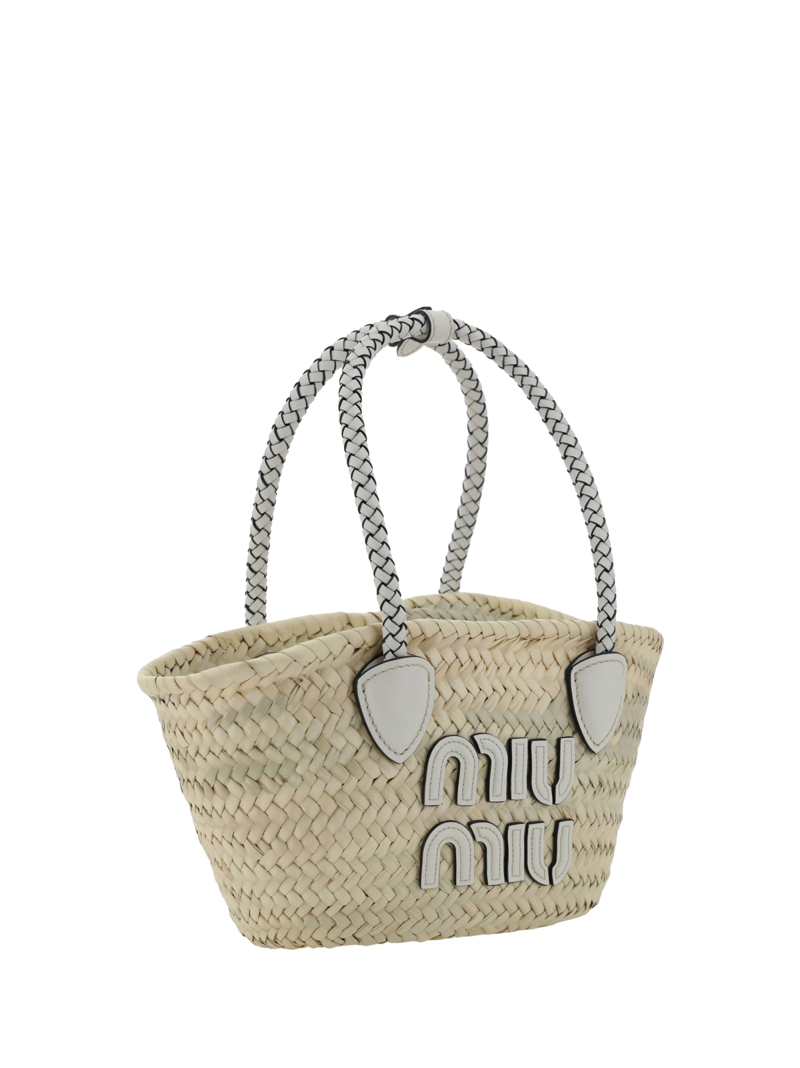 Shop Miu Miu Handbag In Naturale+bianco