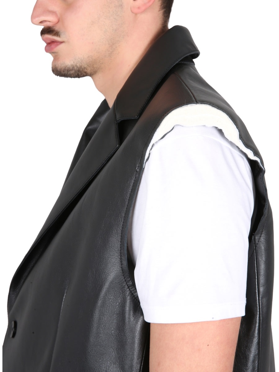 Mm6 Maison Margiela Mm6 By Maison Margiela Leather Vest In Black