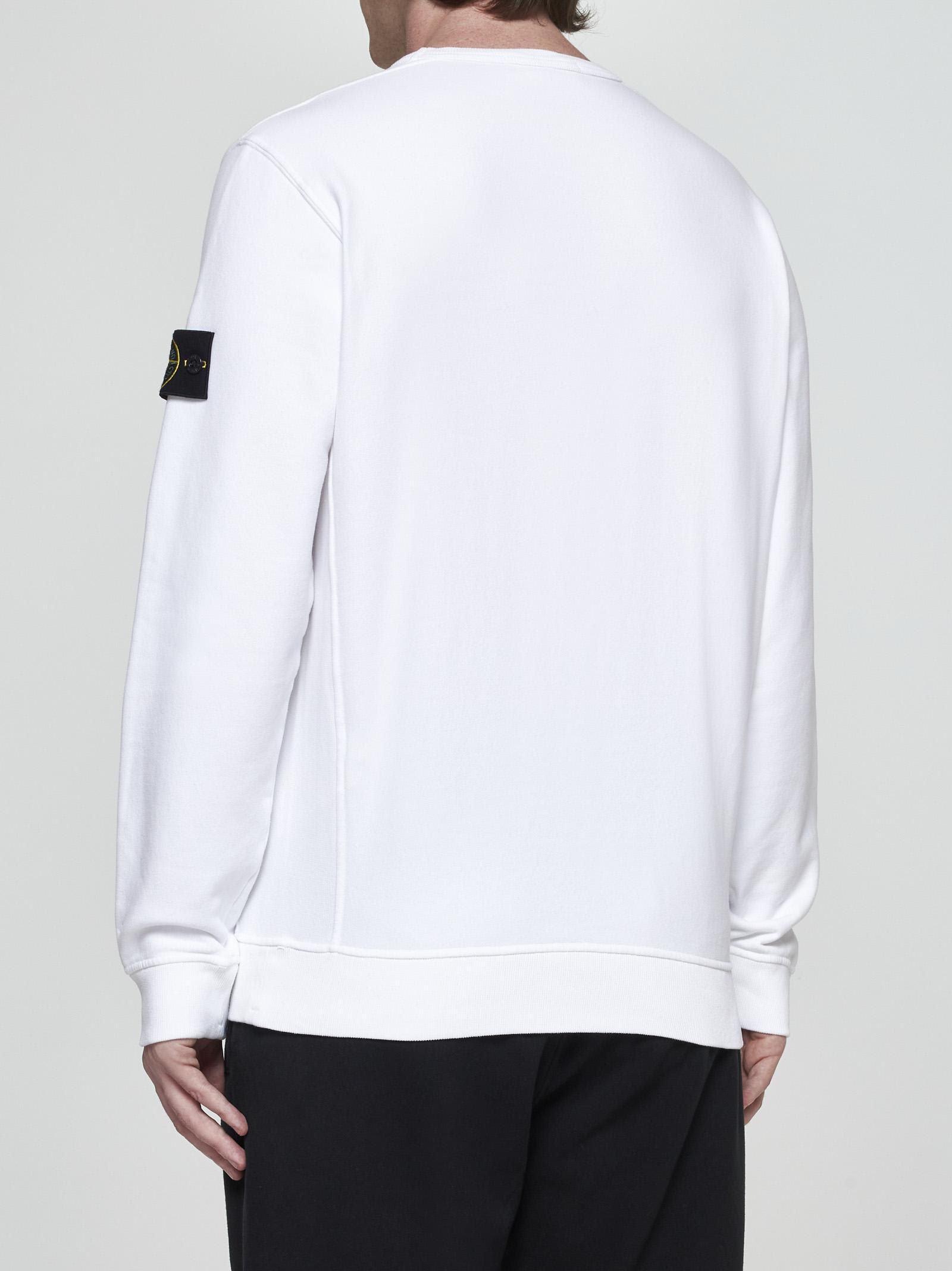 Shop Stone Island Cotton Sweatshirt In White