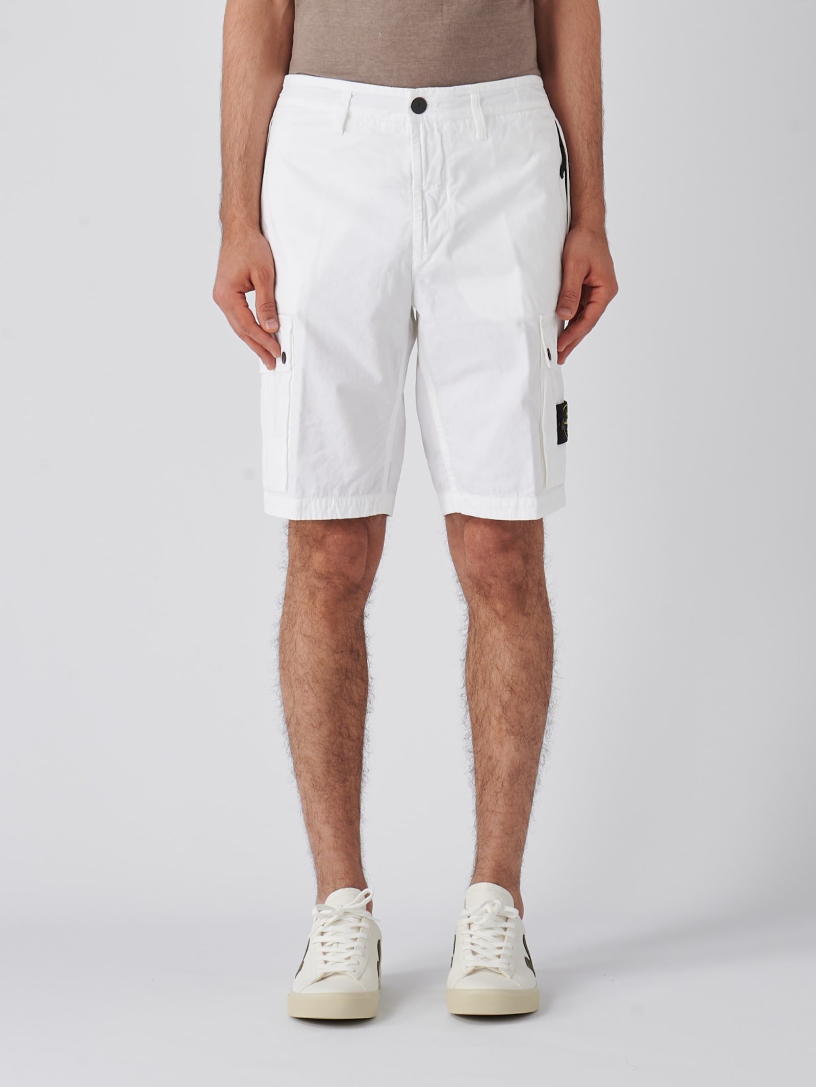 Stone Island Bermuda Shorts In Bianco