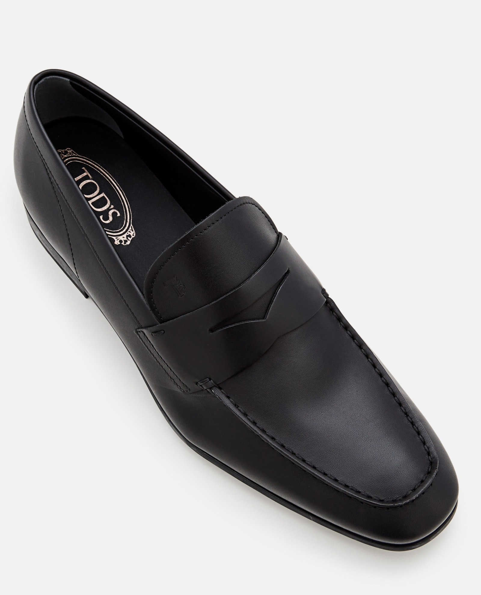 Shop Tod's Leather Loafers In Black