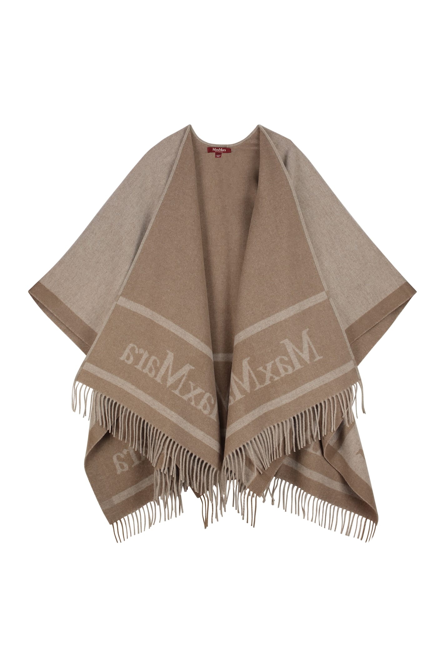 Max Mara Studio Hildestd Wool Cape In Brown