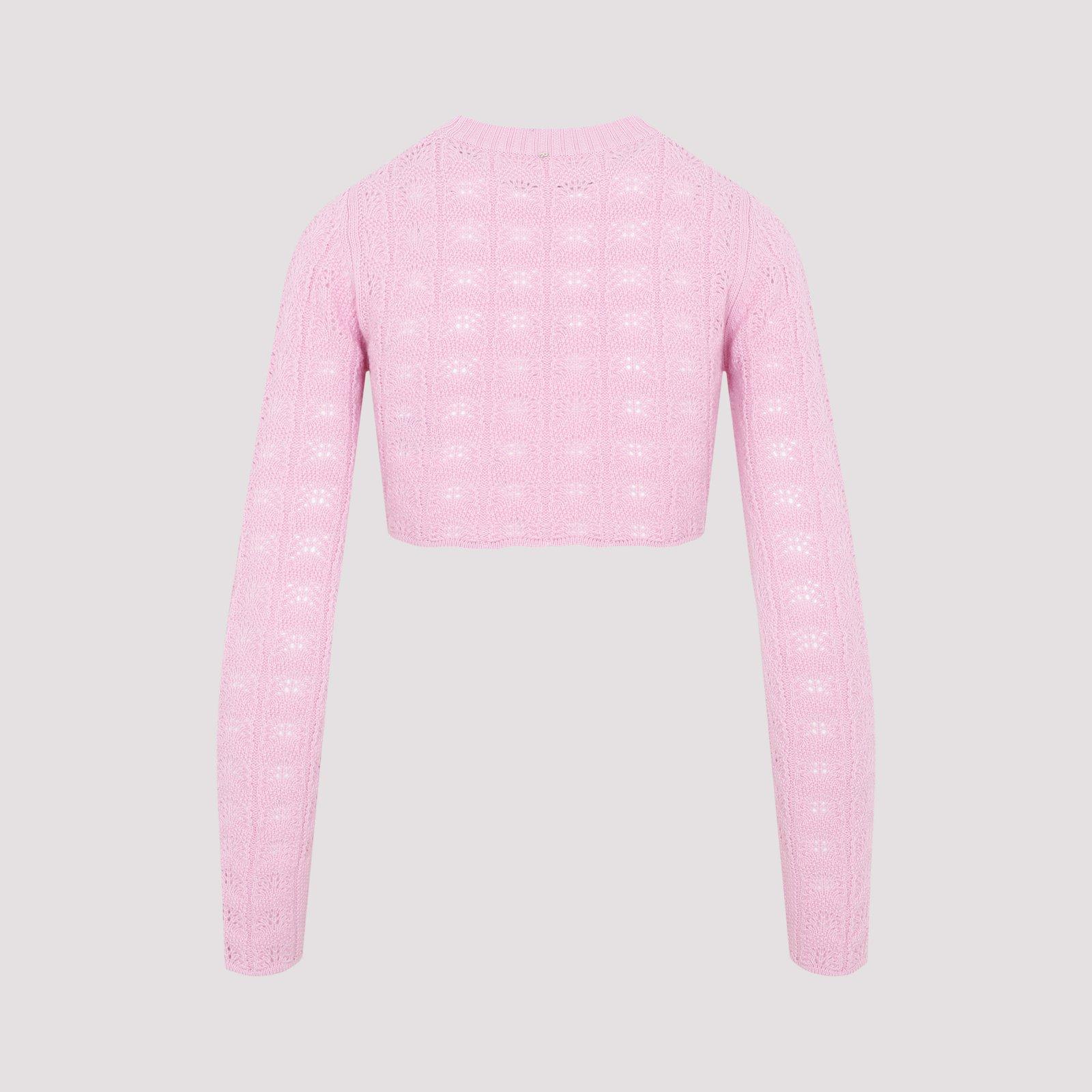 Shop Sportmax Cropped Knit Jumper In Pink