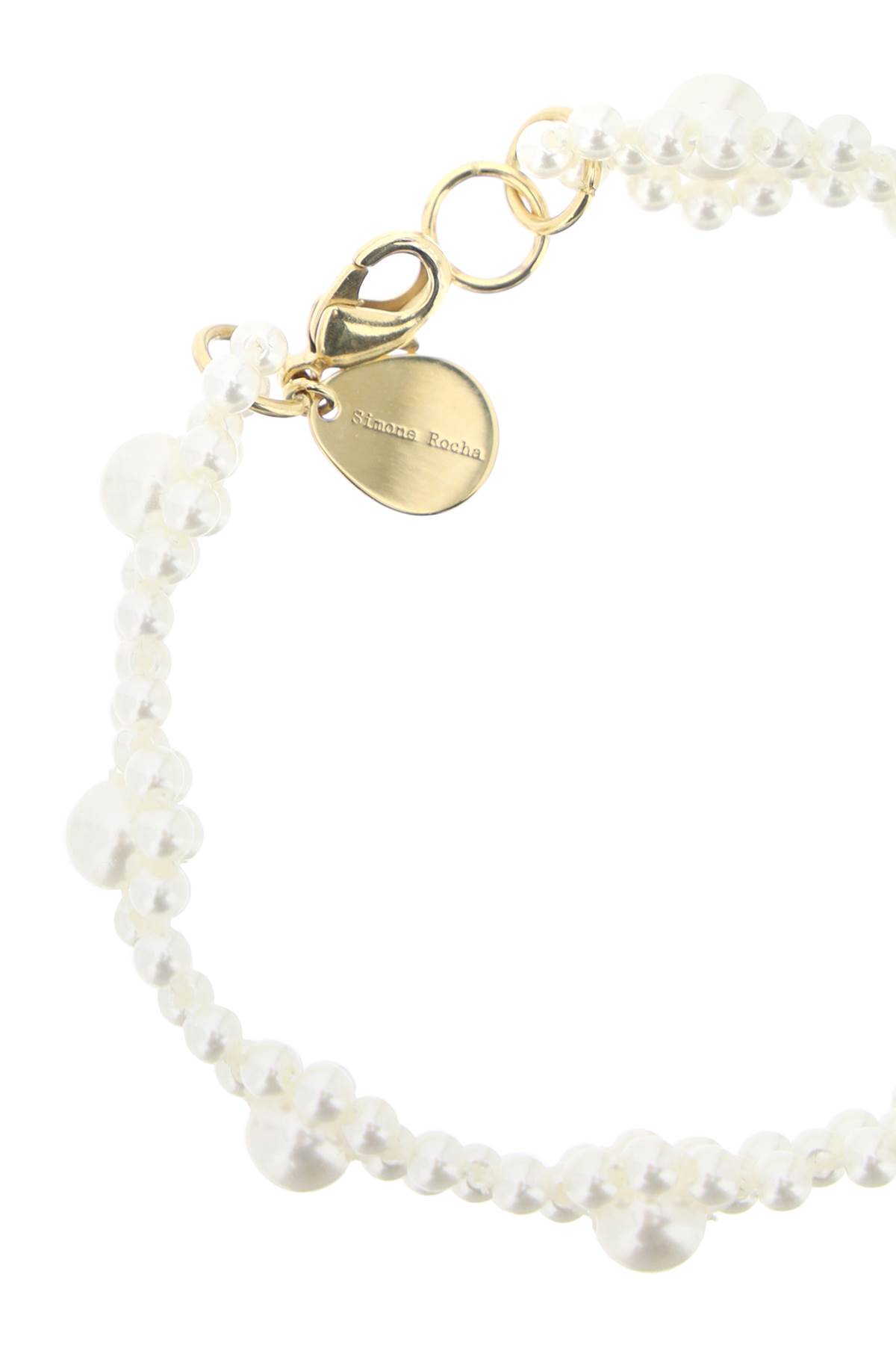 Shop Simone Rocha Bracelet With Daisy-shaped Beads In Pearl (white)