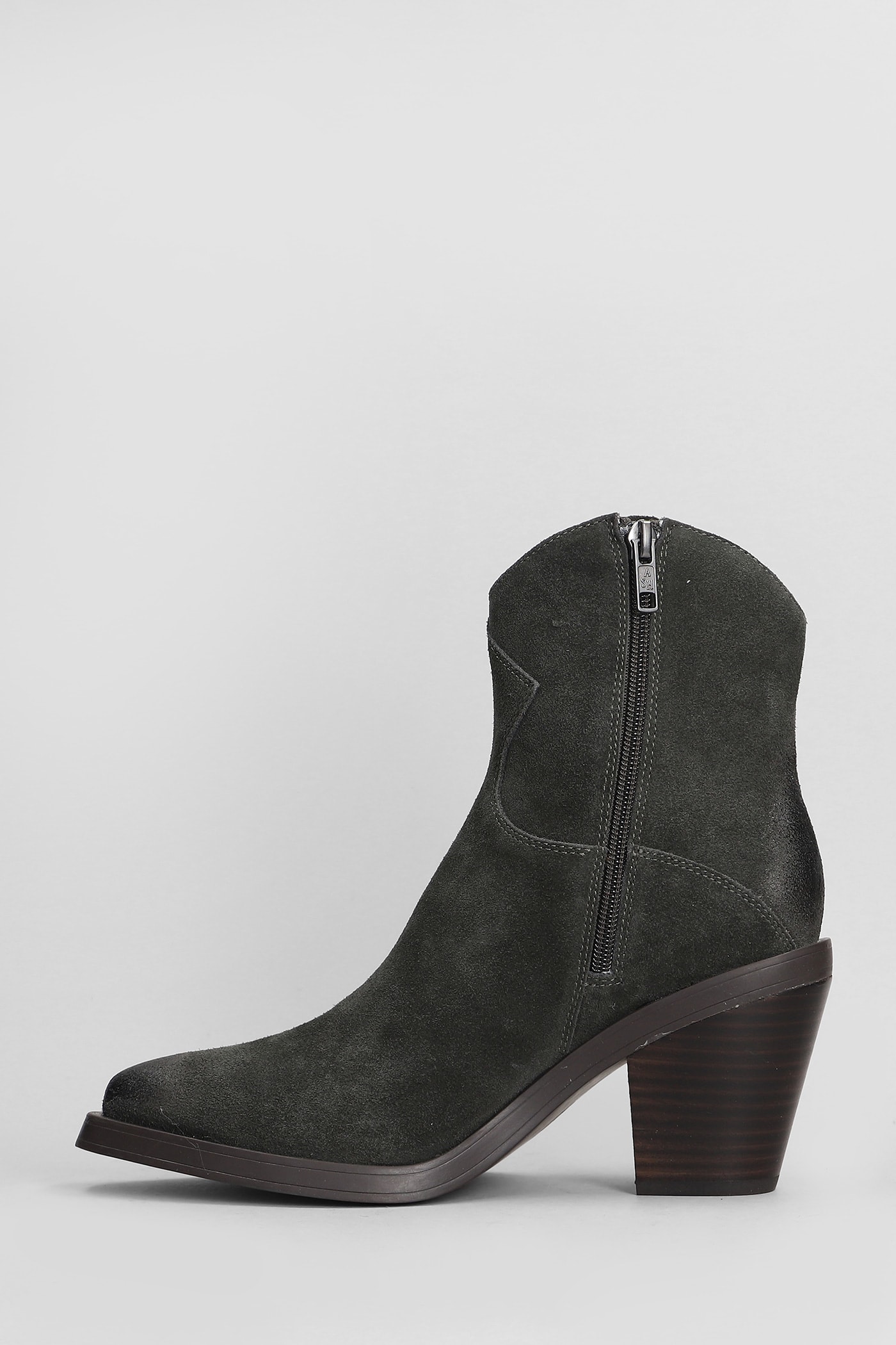 Shop Ash Judy Texan Ankle Boots In Grey Suede