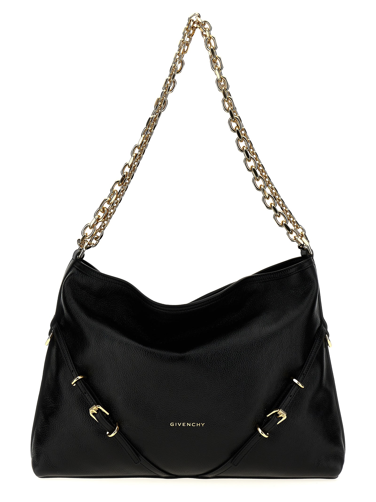Shop Givenchy Voyou Chain Medium Shoulder Bag In Black