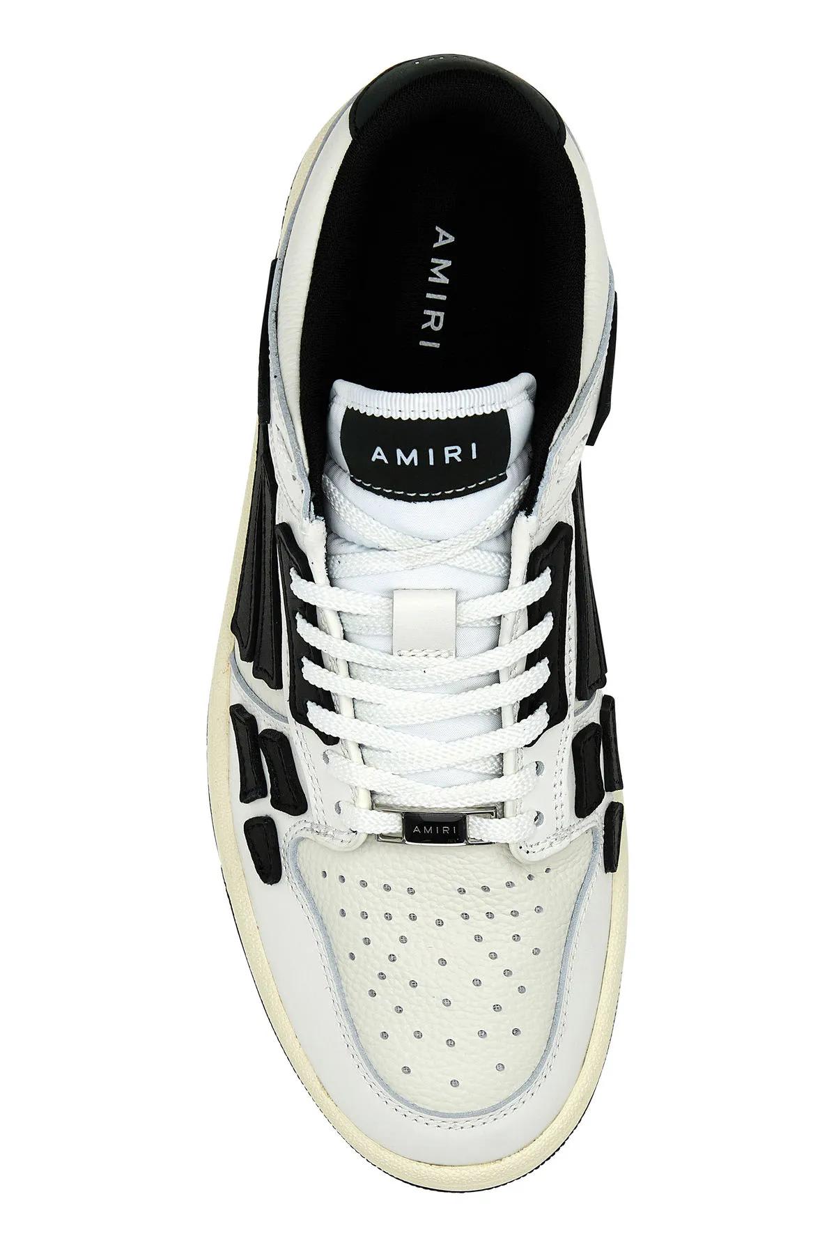 Shop Amiri Two-tone Leather Skel Sneakers