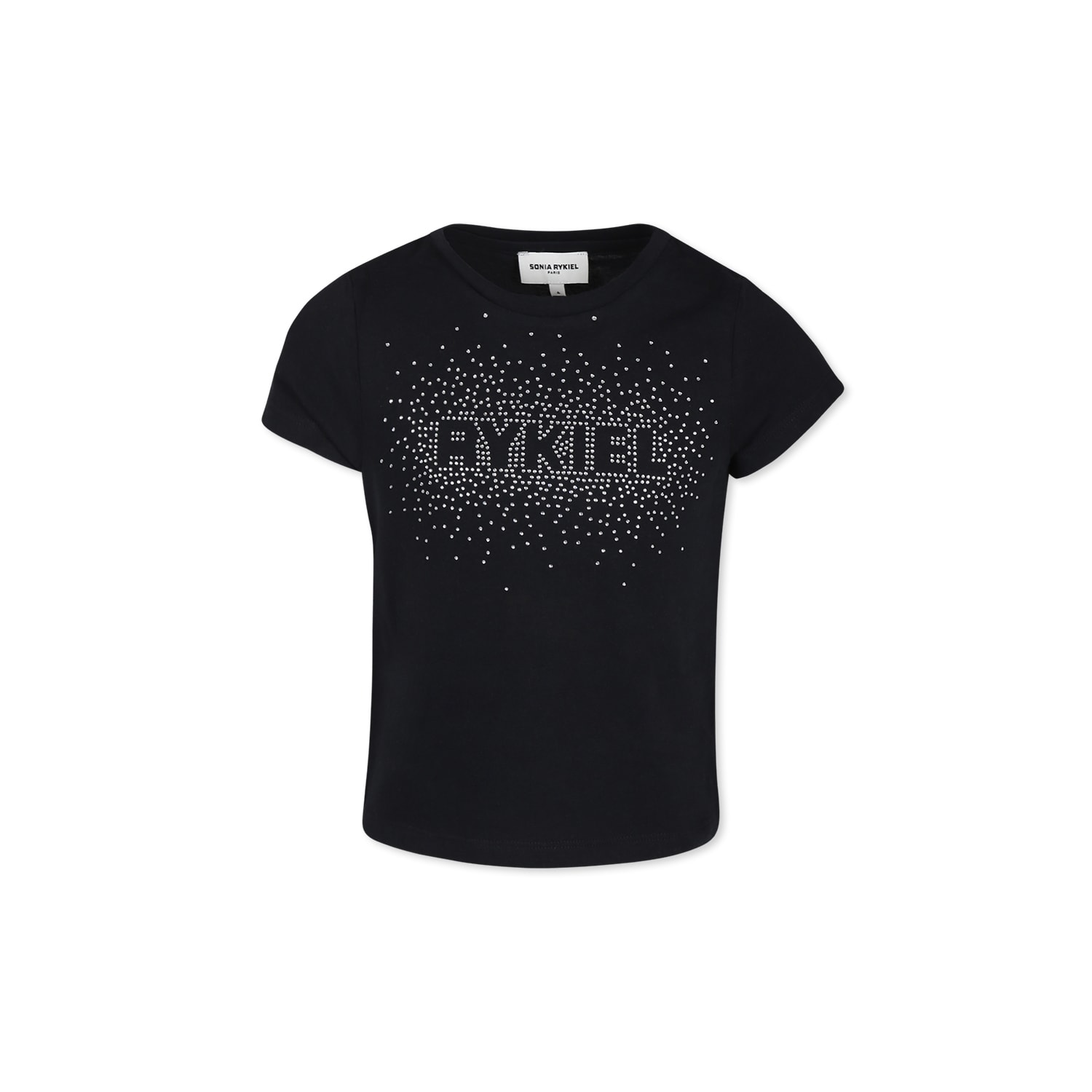 Rykiel Enfant Black T-shirt For Girl With Logo In Black