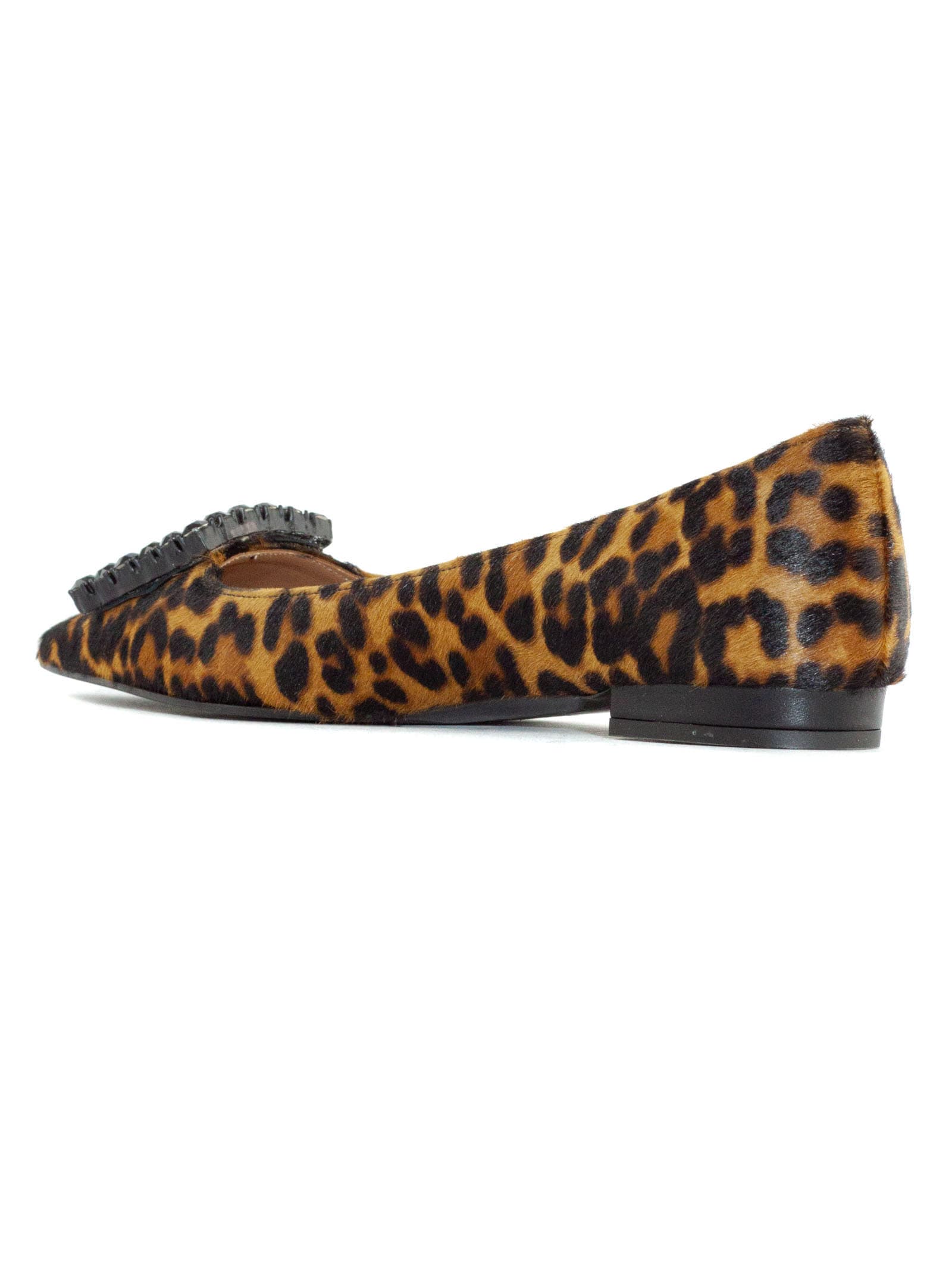 Shop Roberto Festa Amaia Leopard Ponyhair Ballet Shoes In Beige