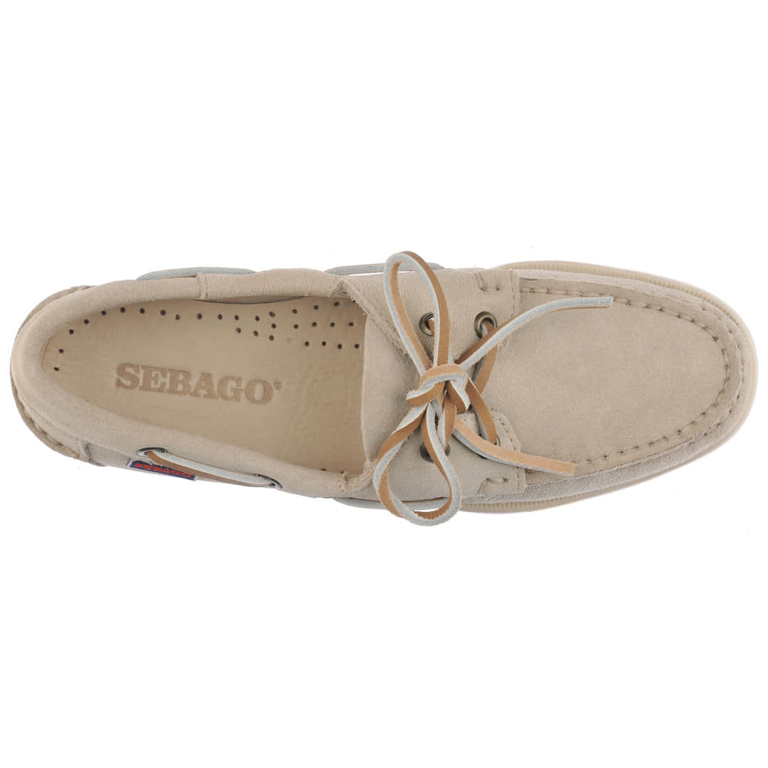 Sebago Beige Suede Loafer With Leather Laces In Gray
