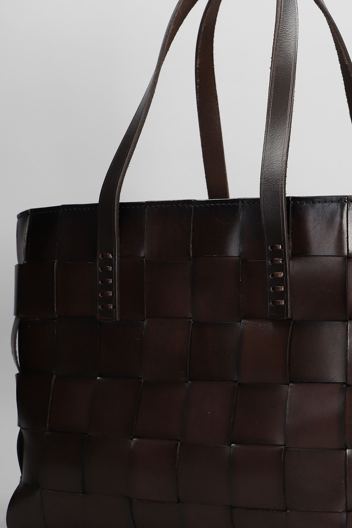 Dragon Diffusion Box Weave Basket Tote In Brown Leather In Brown