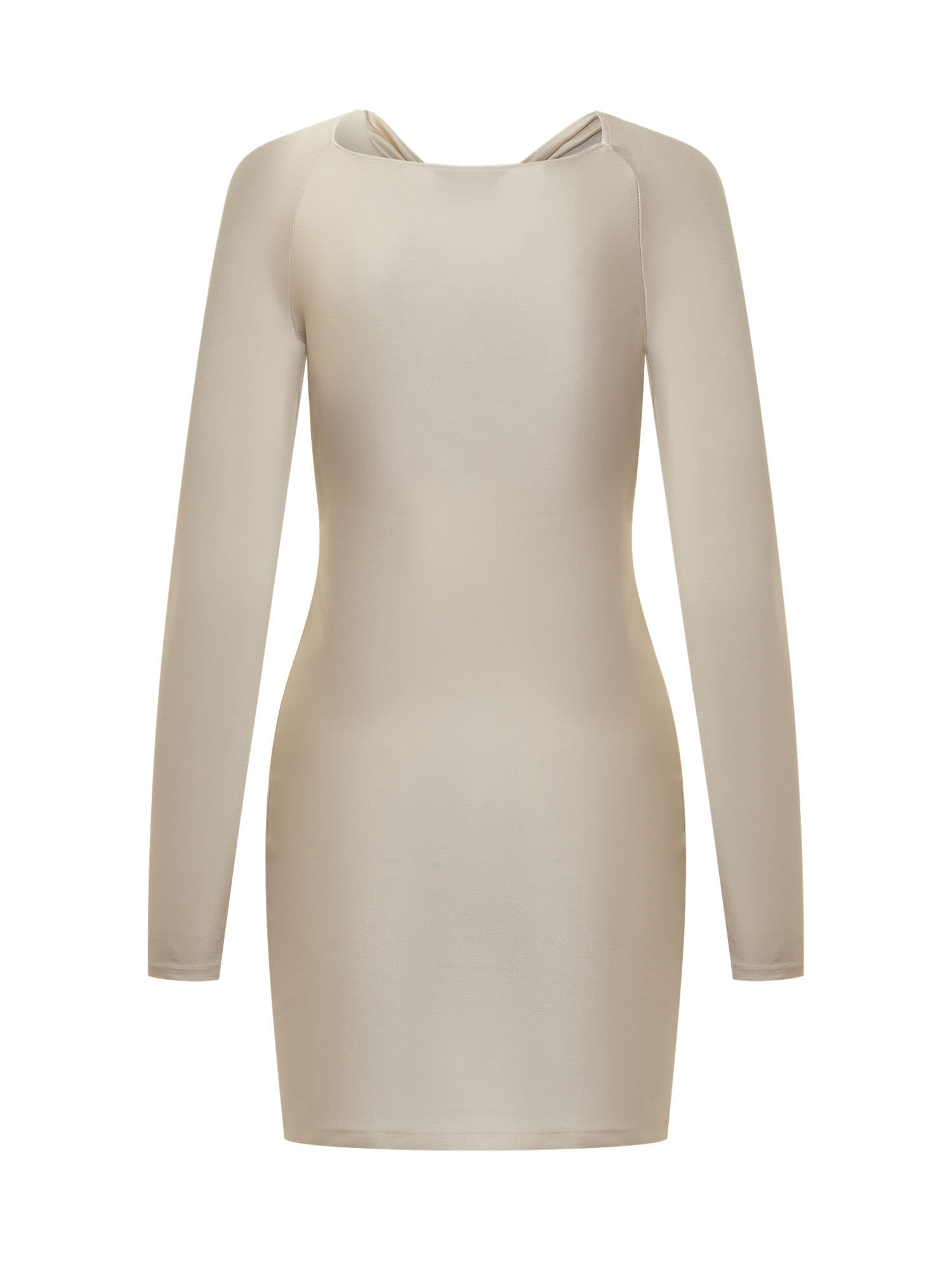 Shop Coperni Dress With Knot In Beige Macadamia