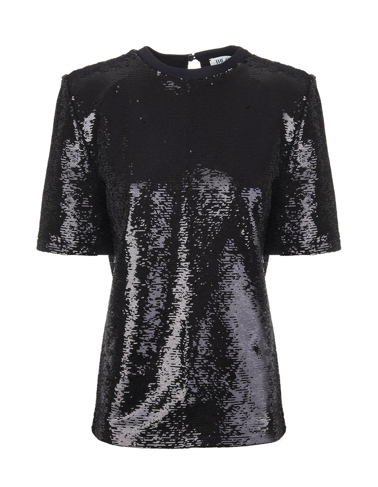 The Attico Total Black T-shirt With Sequins Tota