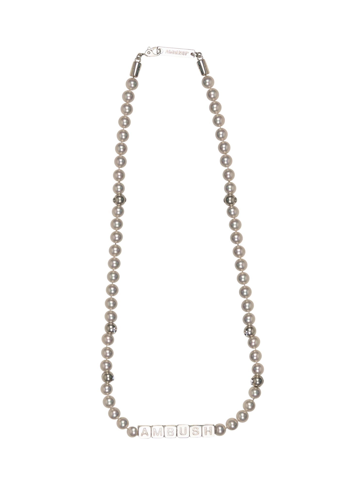 Shop Ambush Pearl Necklace In Silver