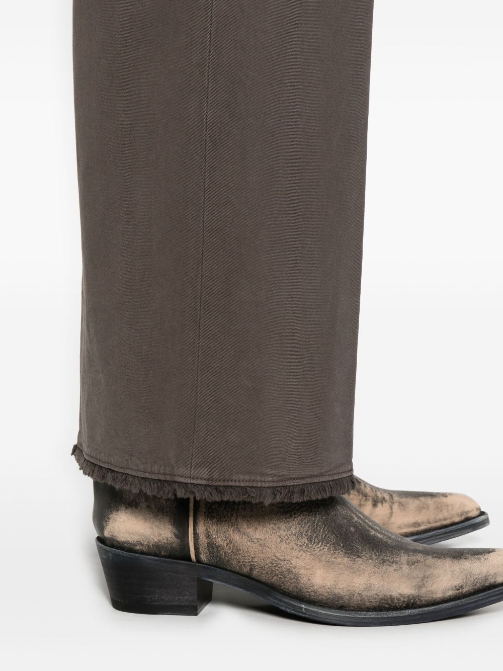 Via Masini 80 Dark Brown Cotton Wide-leg Trousers In Blue