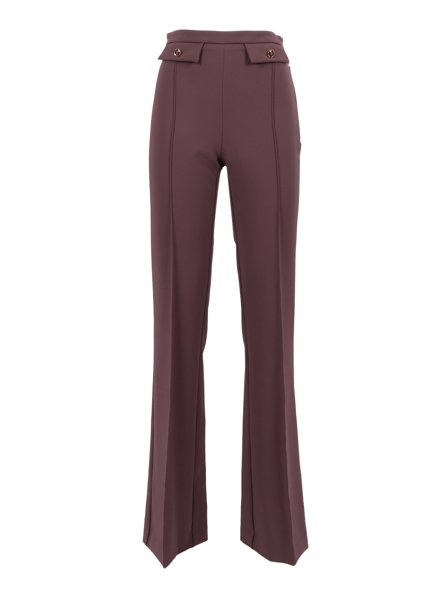 Elisabetta Franchi High-waisted Palazzo Trousers In Burgundy