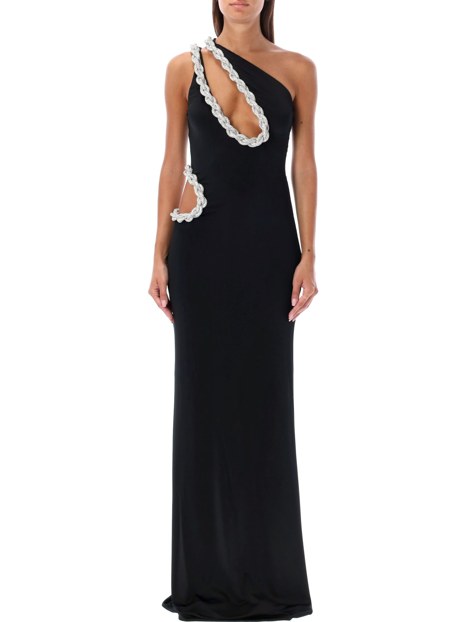 STELLA MCCARTNEY CRYSTAL BRAIDED ROPE CUT-OUT MAXI DRESS