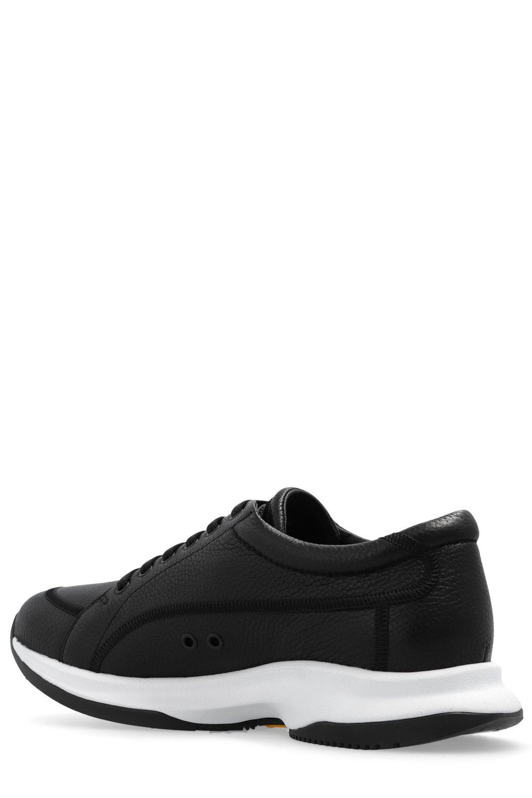 Shop Giorgio Armani Almond Toe Low-top Sneakers In Black