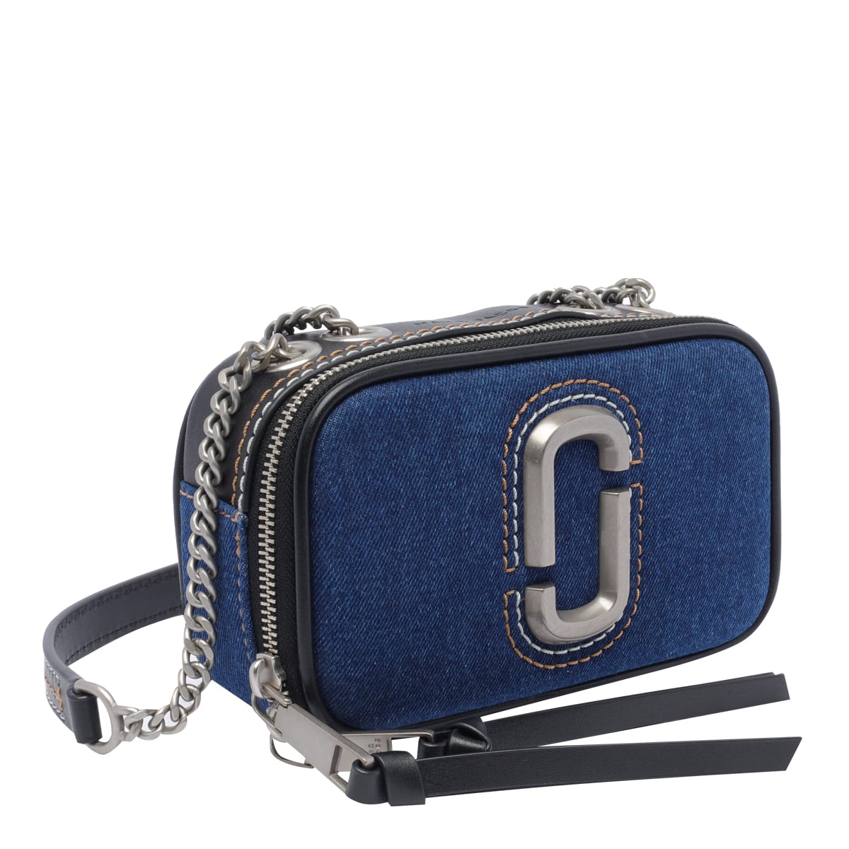 Shop Marc Jacobs The Denim Chain Snapshot Bag In Blue