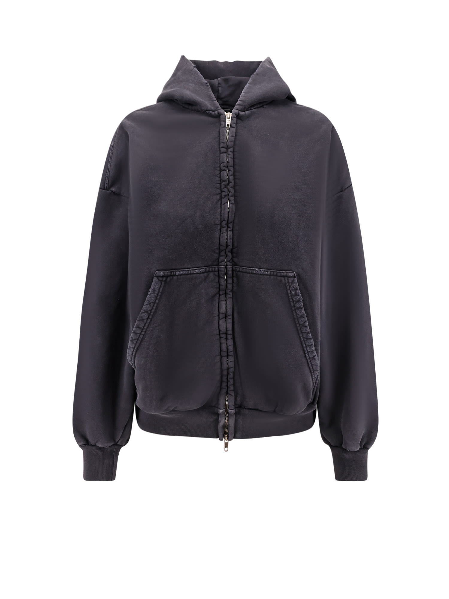 Balenciaga Cotton Hooded Sweatshirt In Black