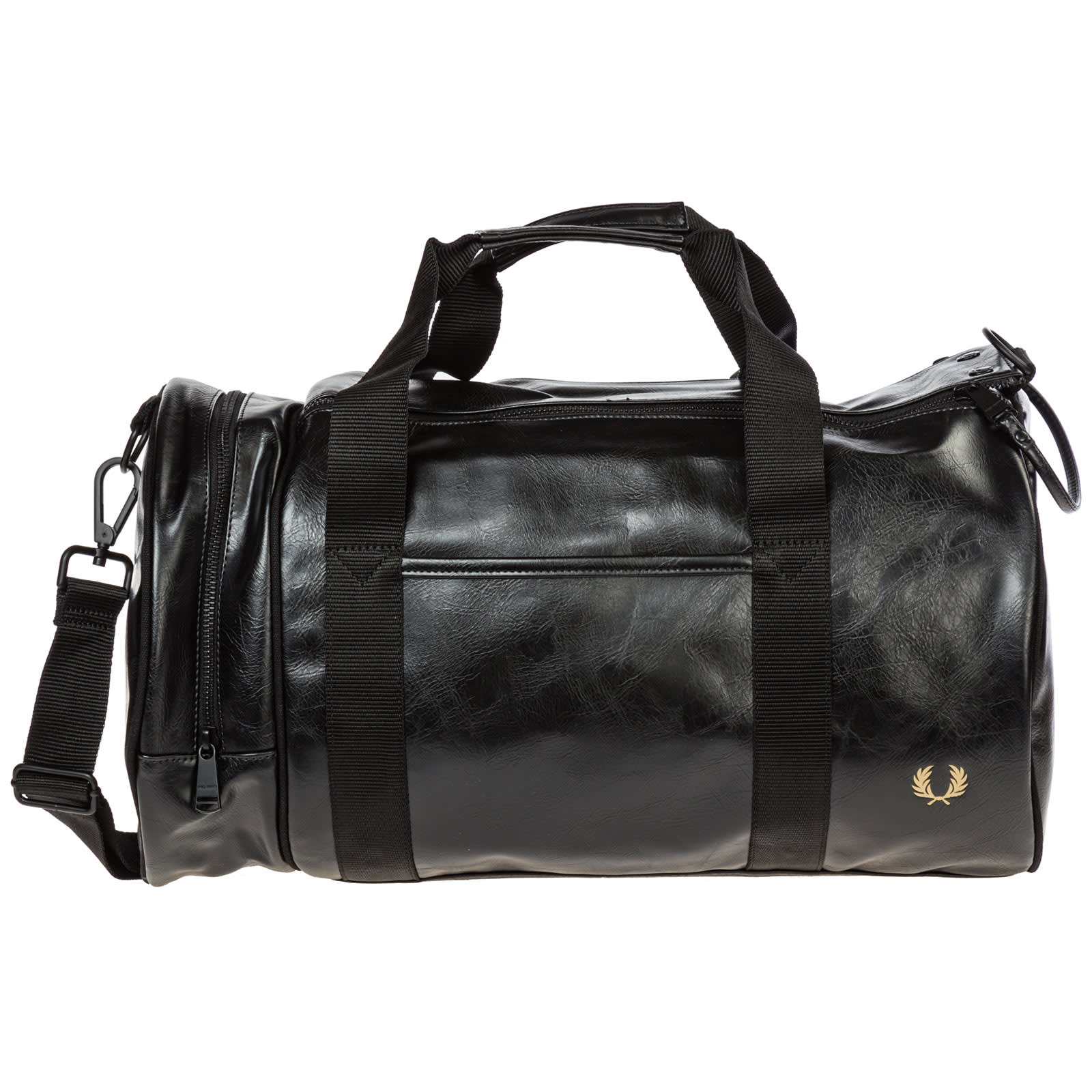 fred perry leather duffle bag