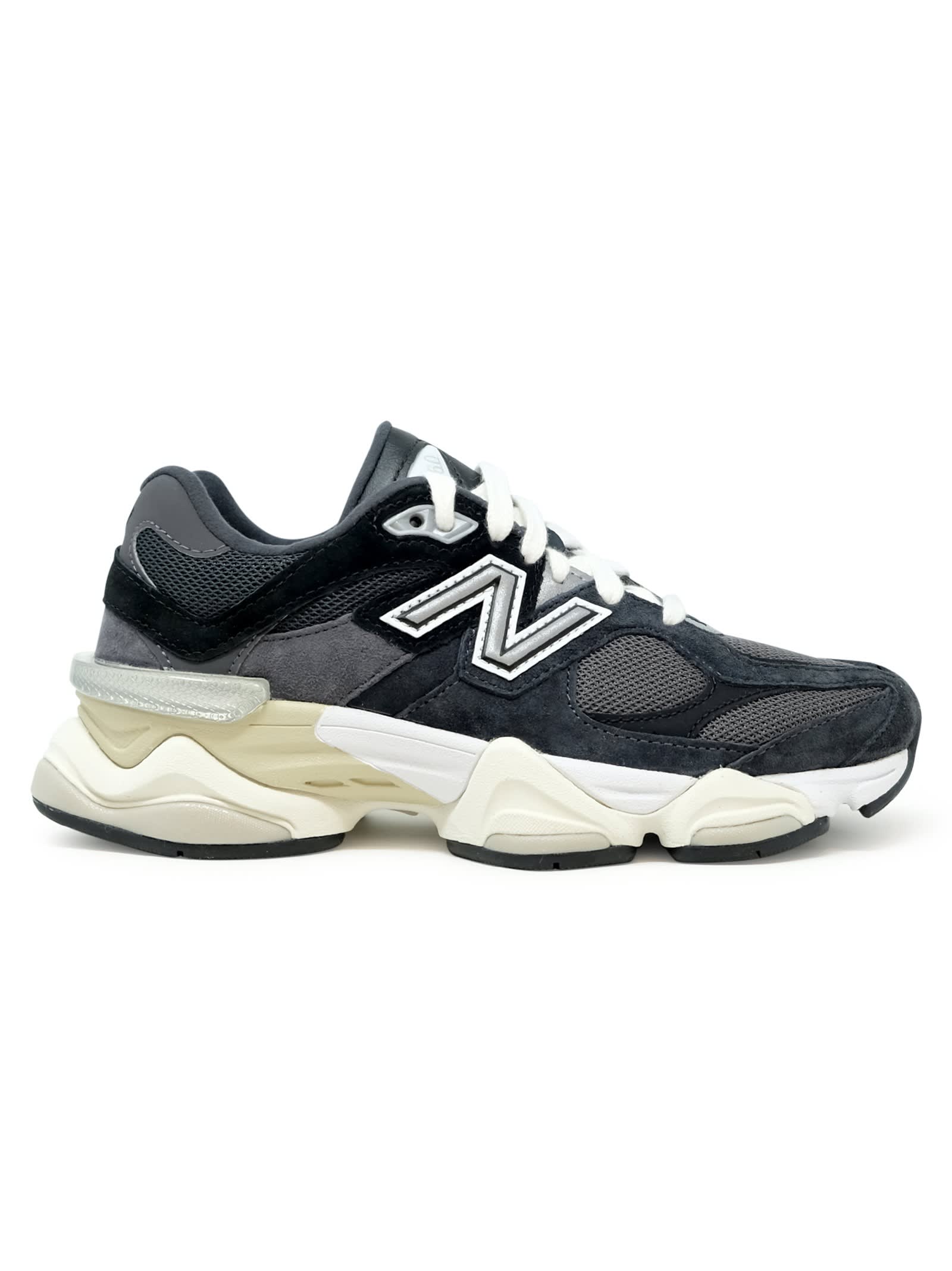 Shop New Balance Black Grey Suede Nubuck Sneaker