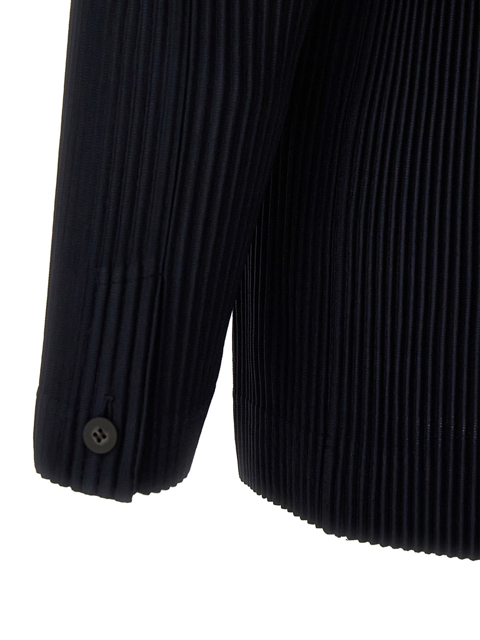 Issey Miyake Pleated Fabric Single-breasted Blazer In Blue