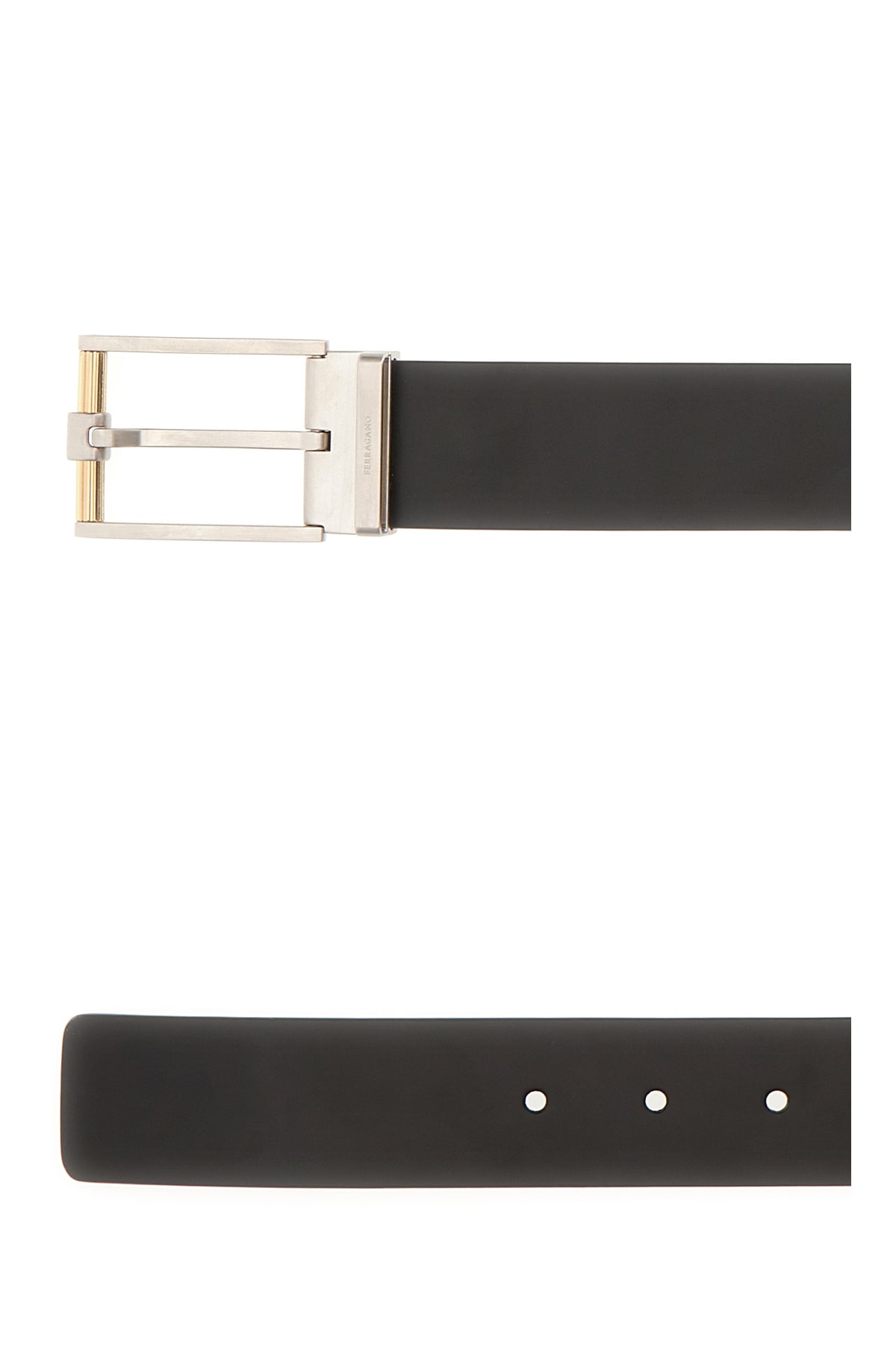 Shop Ferragamo Black Leather Reversible Belt In 002