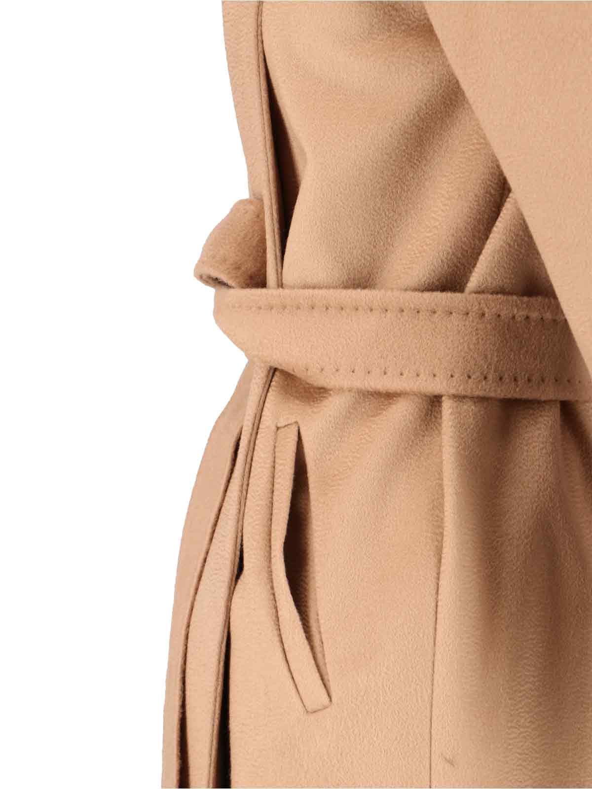 Max Mara Belted Waist Hooded Jacket Pockets In Brown