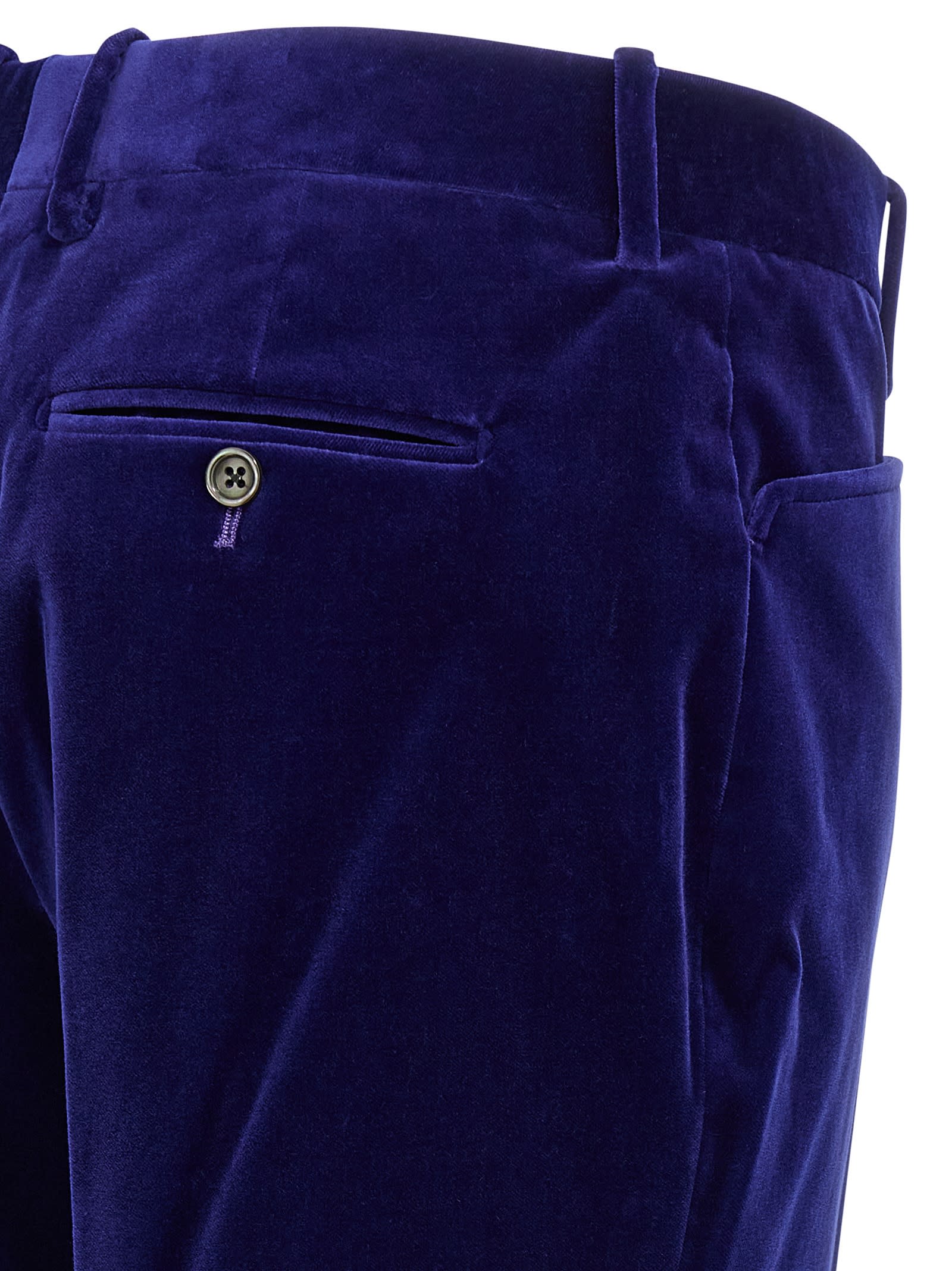 Tom Ford Luxe Velvet Trousers With Pockets And Loops In Blue