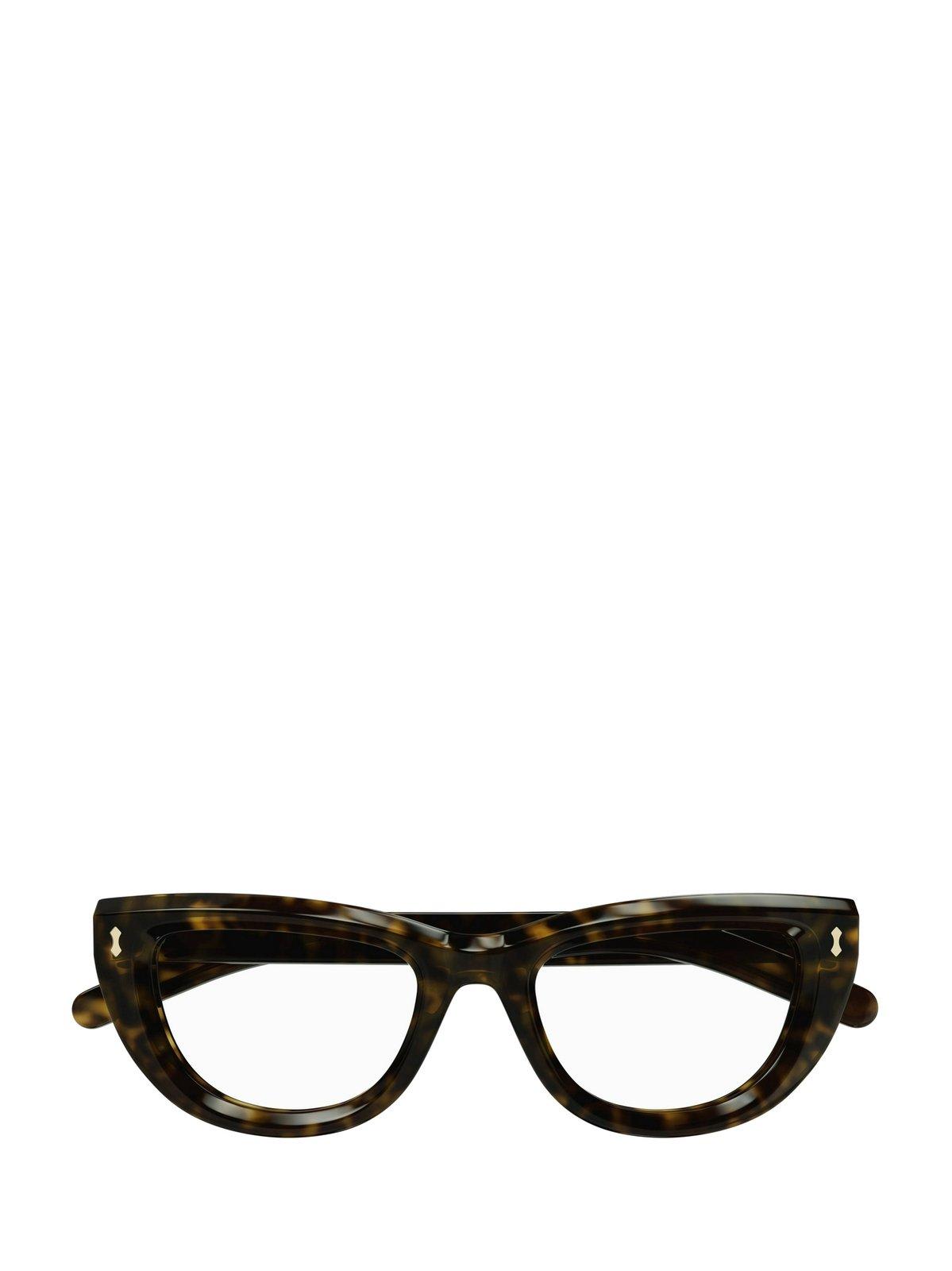 Shop Gucci Cat-eye Frame Glasses In 002 Havana Havana Transpa