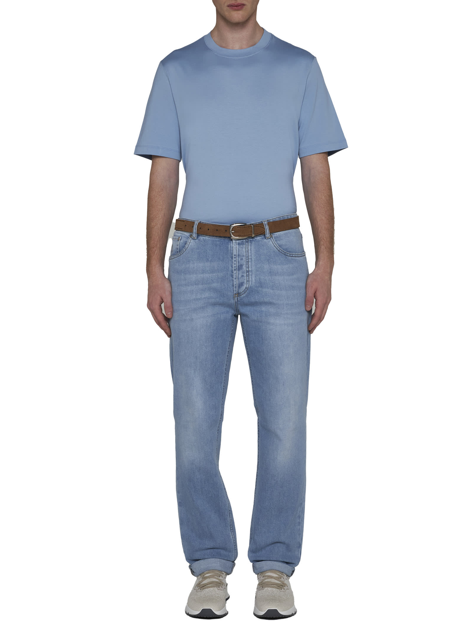 Shop Brunello Cucinelli T-shirt In Turquoise