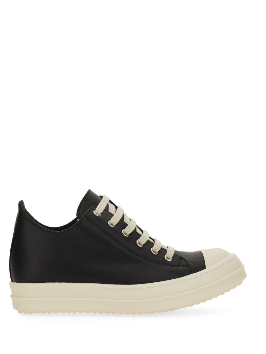 Rick Owens Leather Sneaker In Black