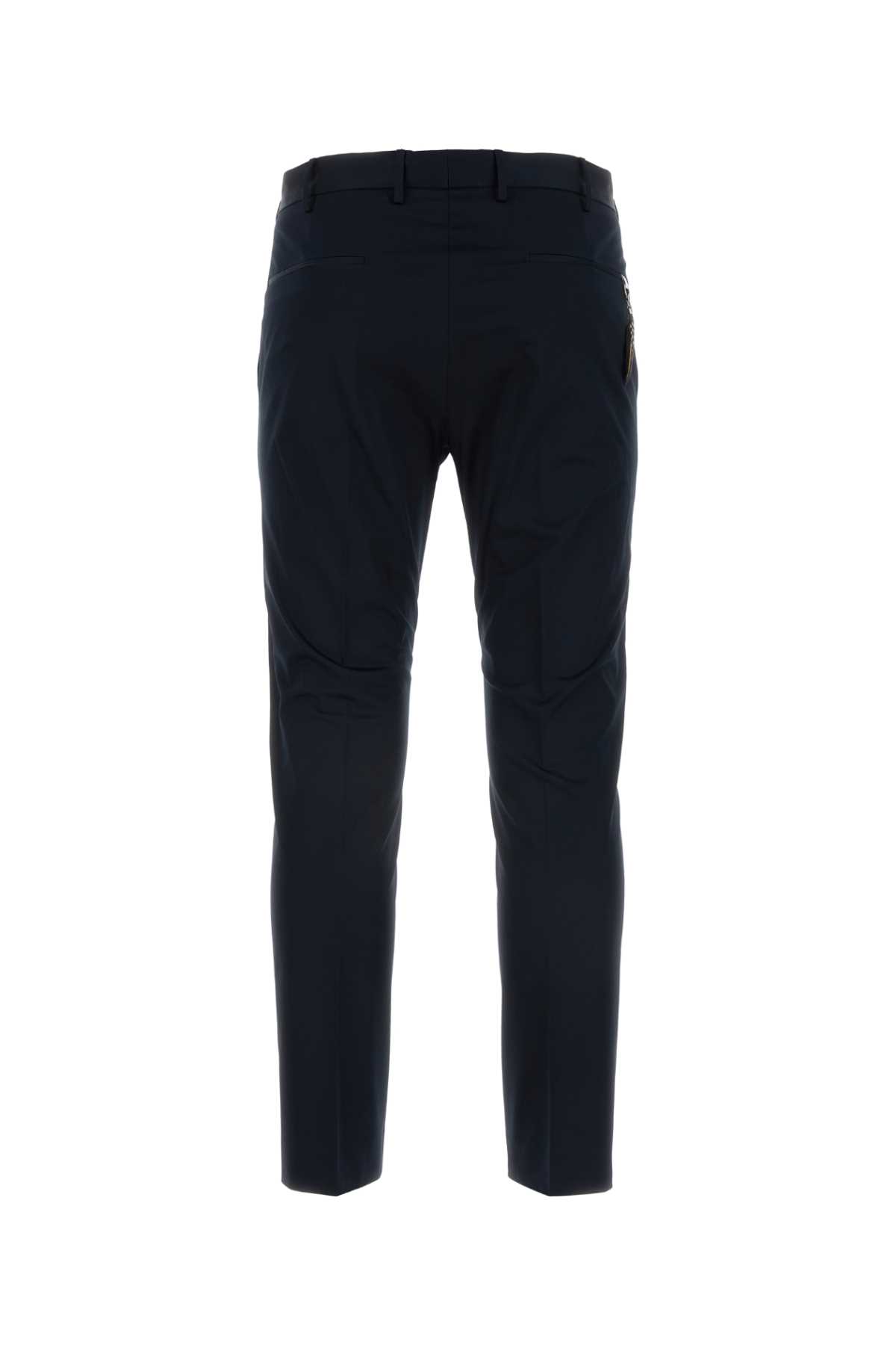 Pt01 Black Stretch Cotton Pant In Bluscuro