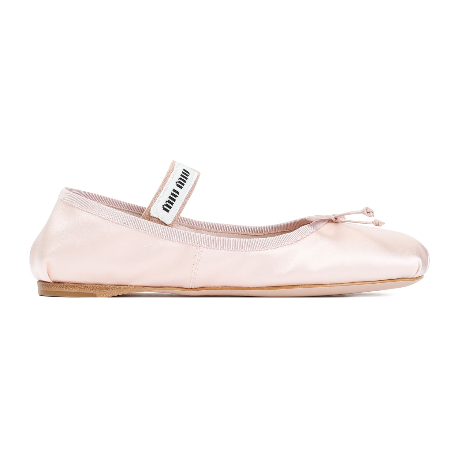 Miu Miu Light Pink Satin Ballerinas In Orchidea