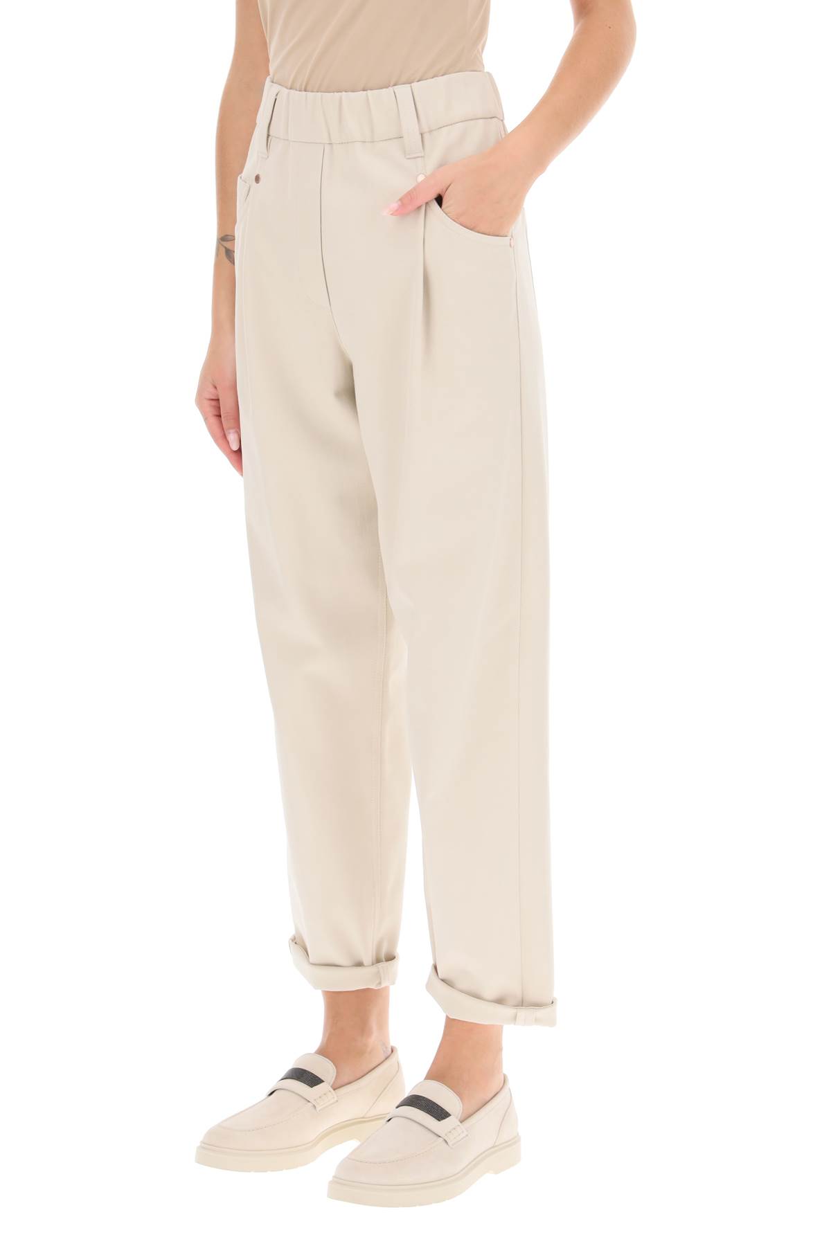Brunello Cucinelli Cotton Trousers In Neutral