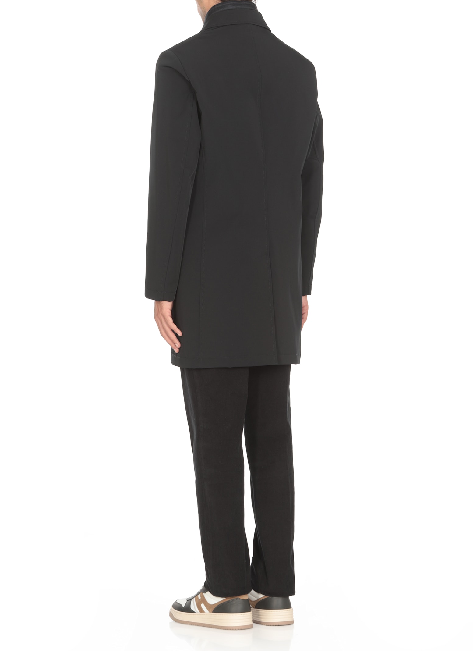 Fay Double-breasted Stand-up Collar Padded Coat In Blue