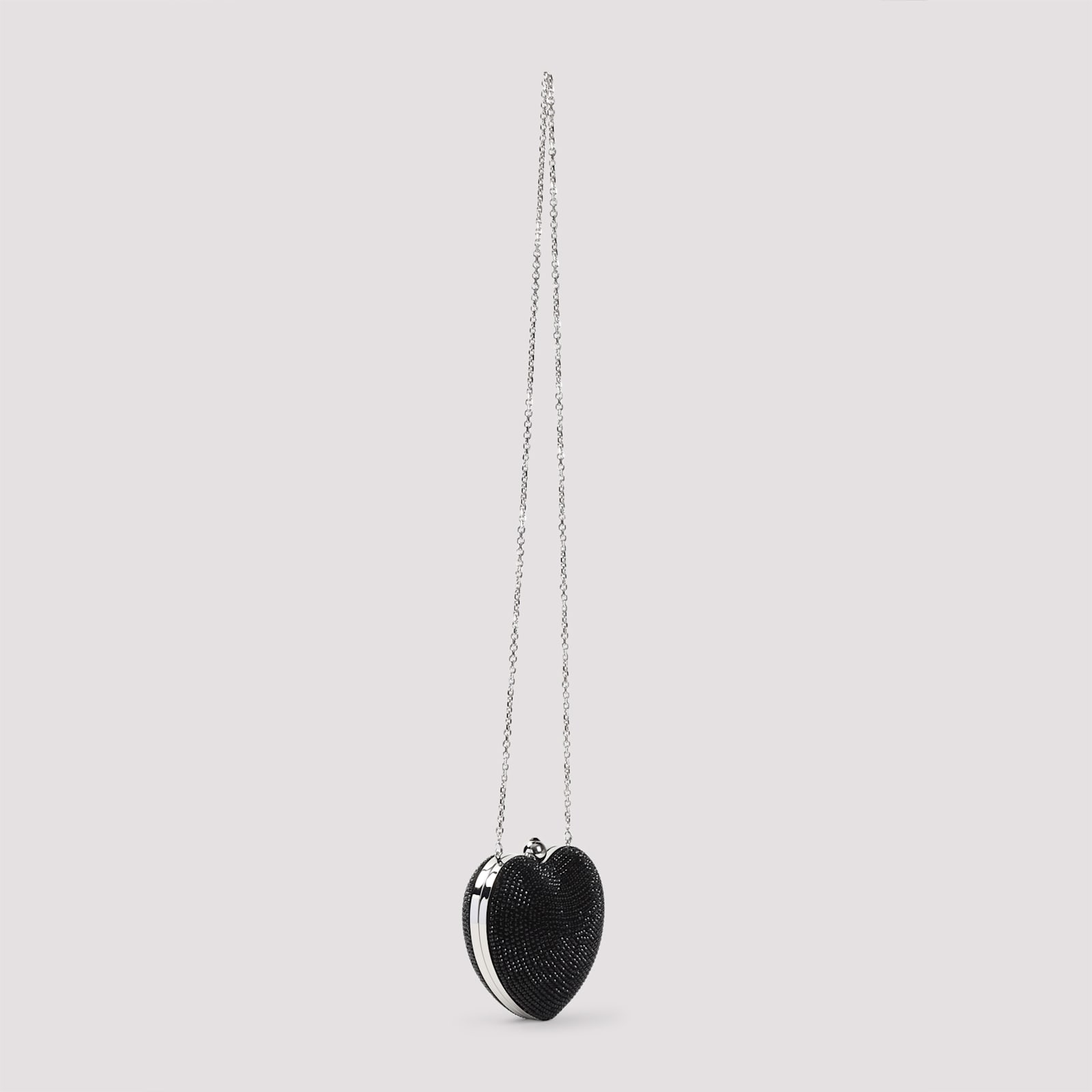 Mach & Mach Crystal Heart Hotfix Small Clutch In Black