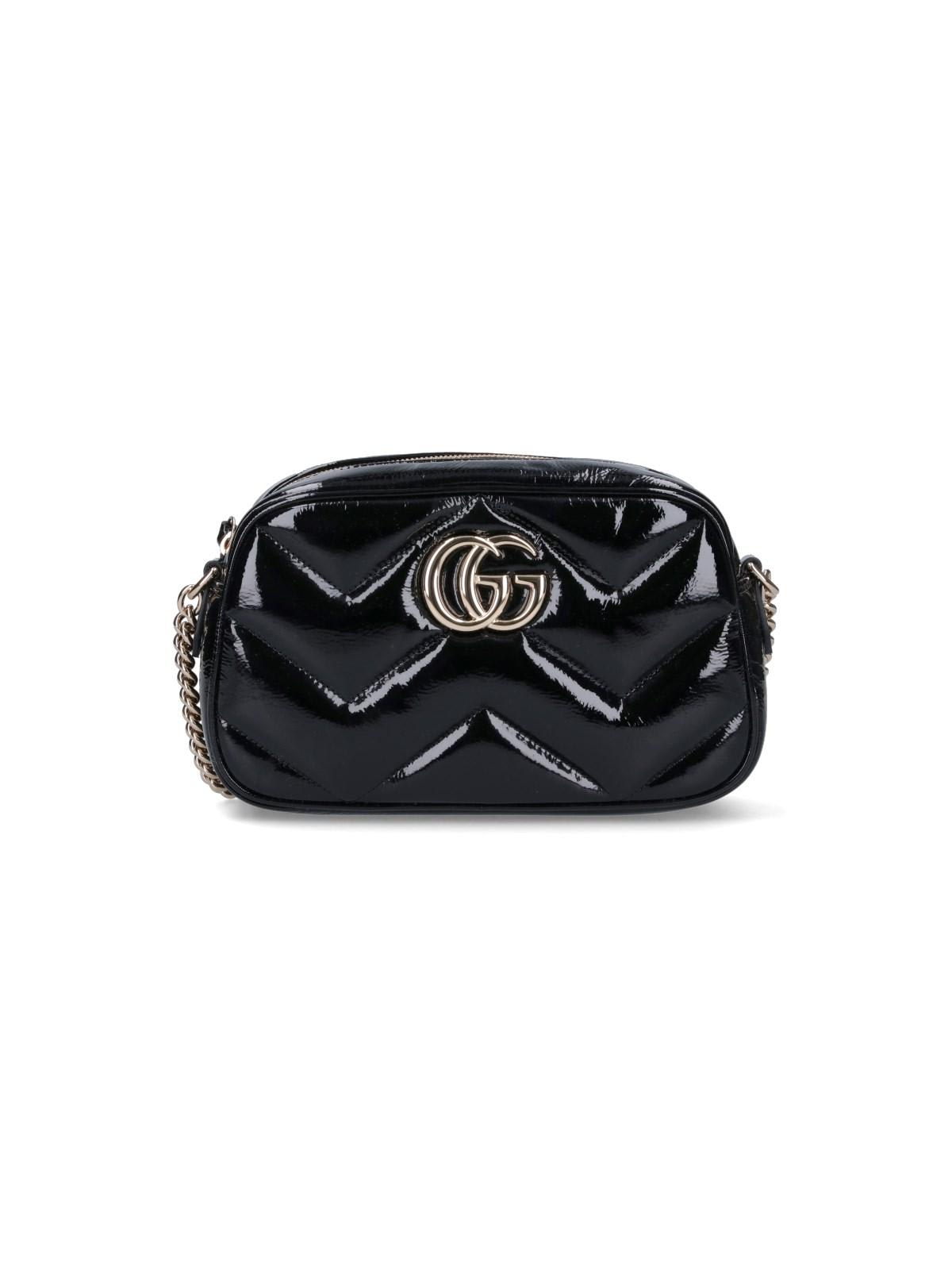 Shop Gucci Gg Marmont Small Shoulder Bag In Black