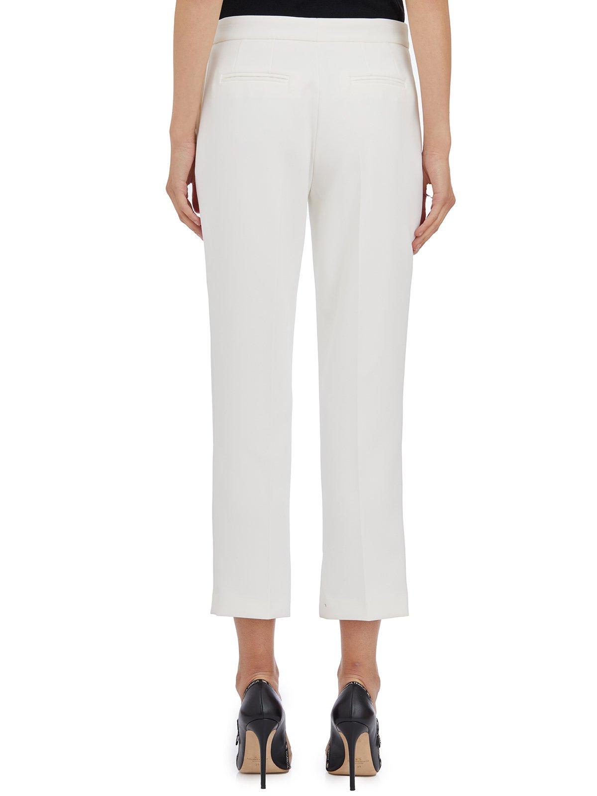 Shop Elisabetta Franchi Slits Cropped Crepe Trousers In Avorio