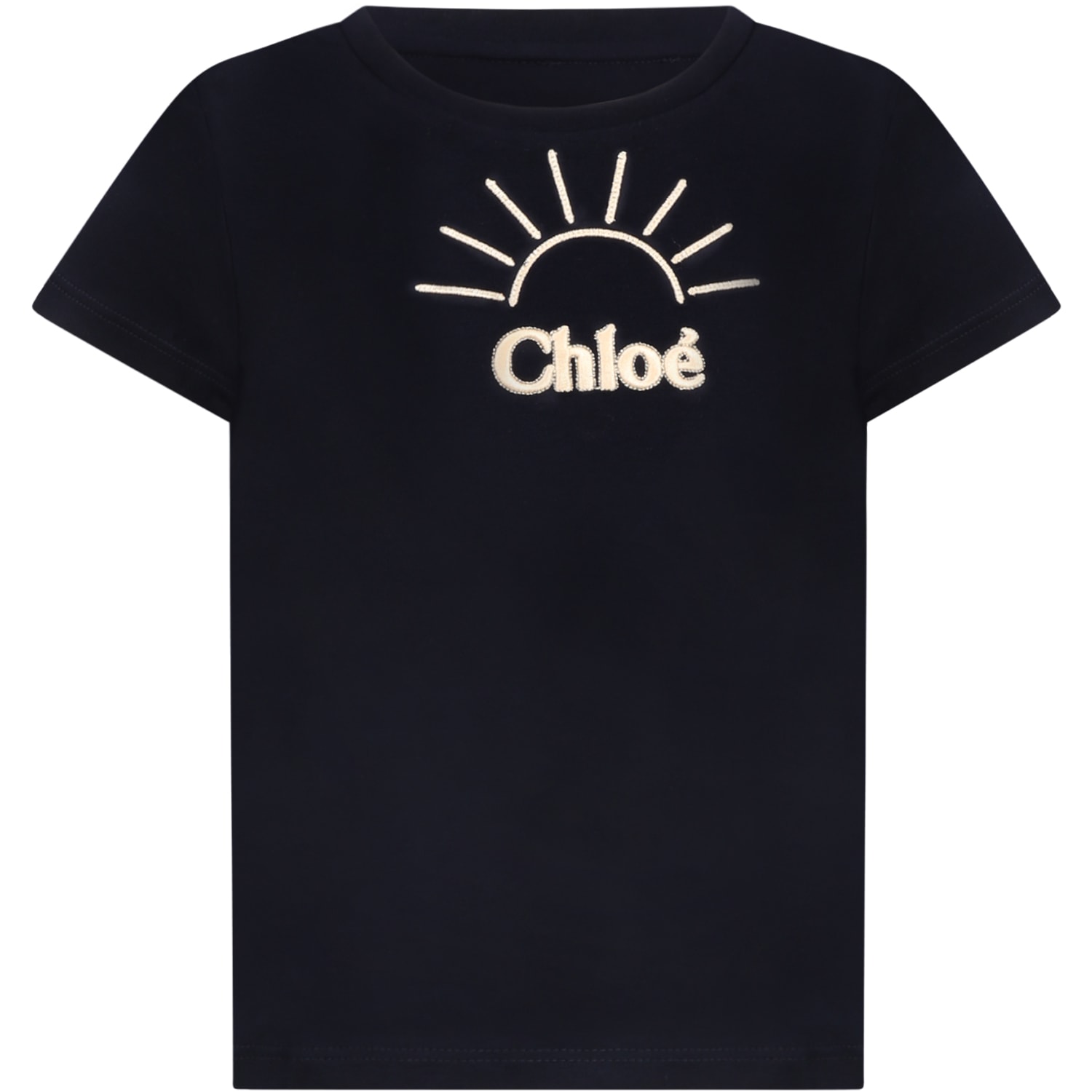 Chloé Blue T-shirt For Girl With Logo
