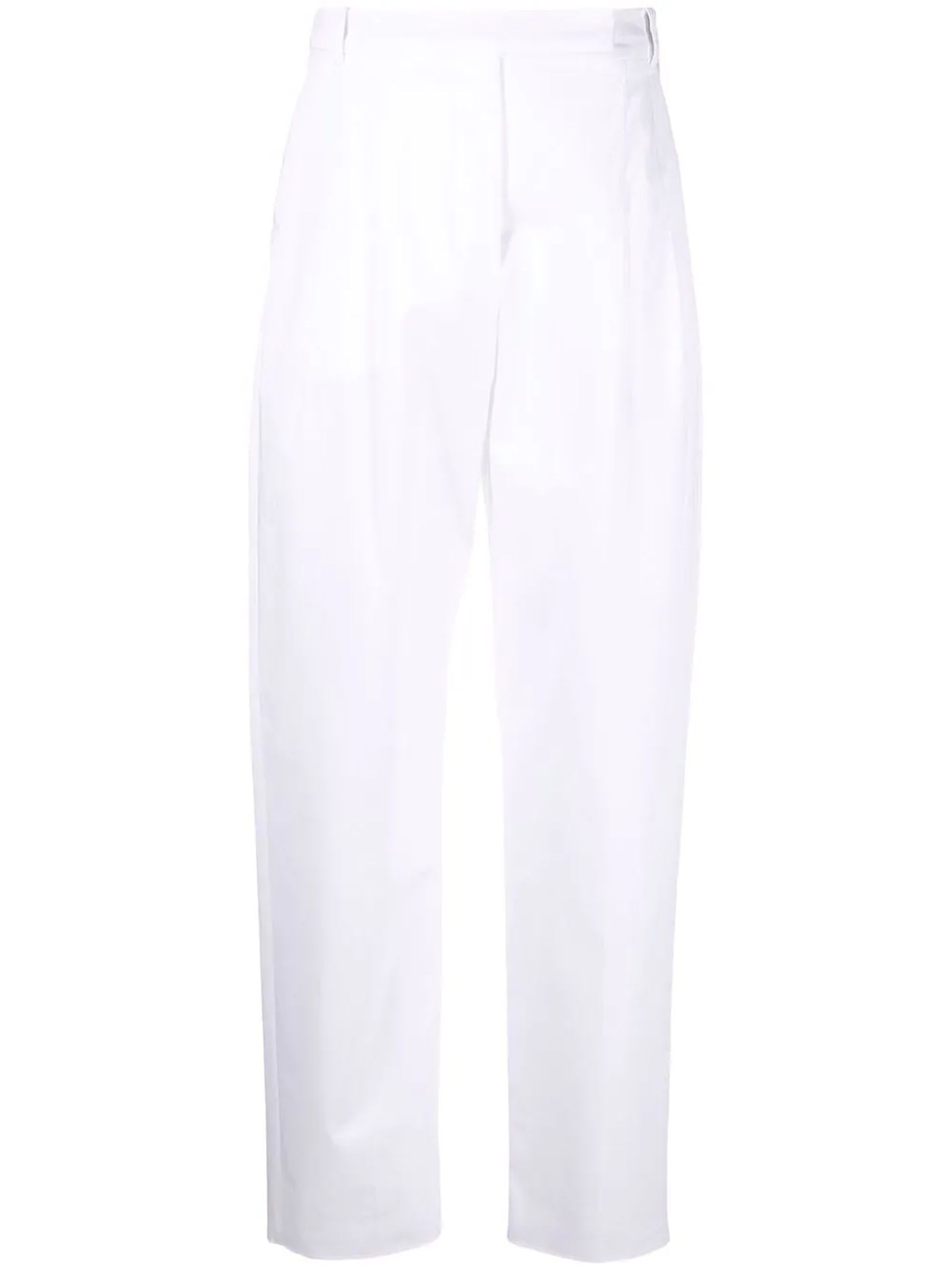 SEMICOUTURE Bright-white Cotton-blend Trousers