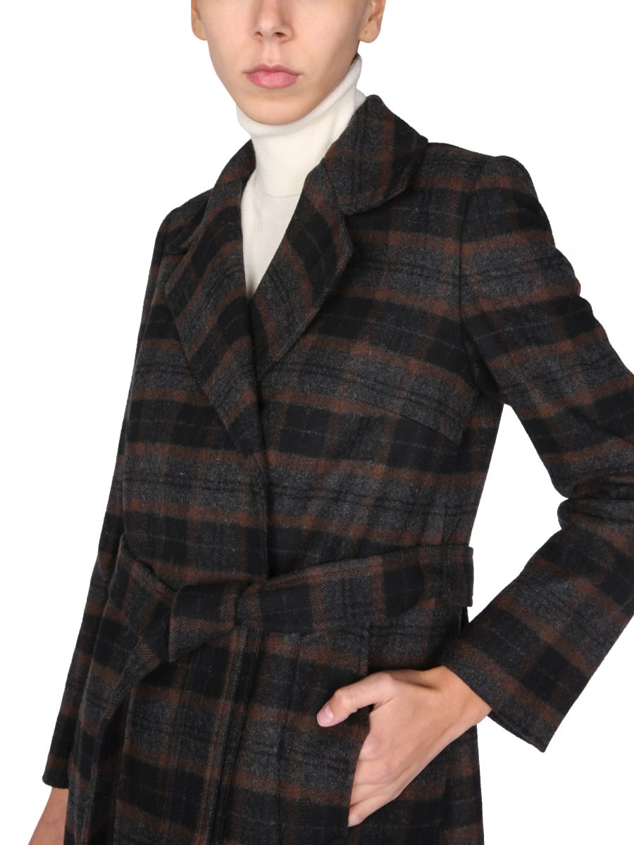 Shop Barbour Coat With Tartan Pattern In Black